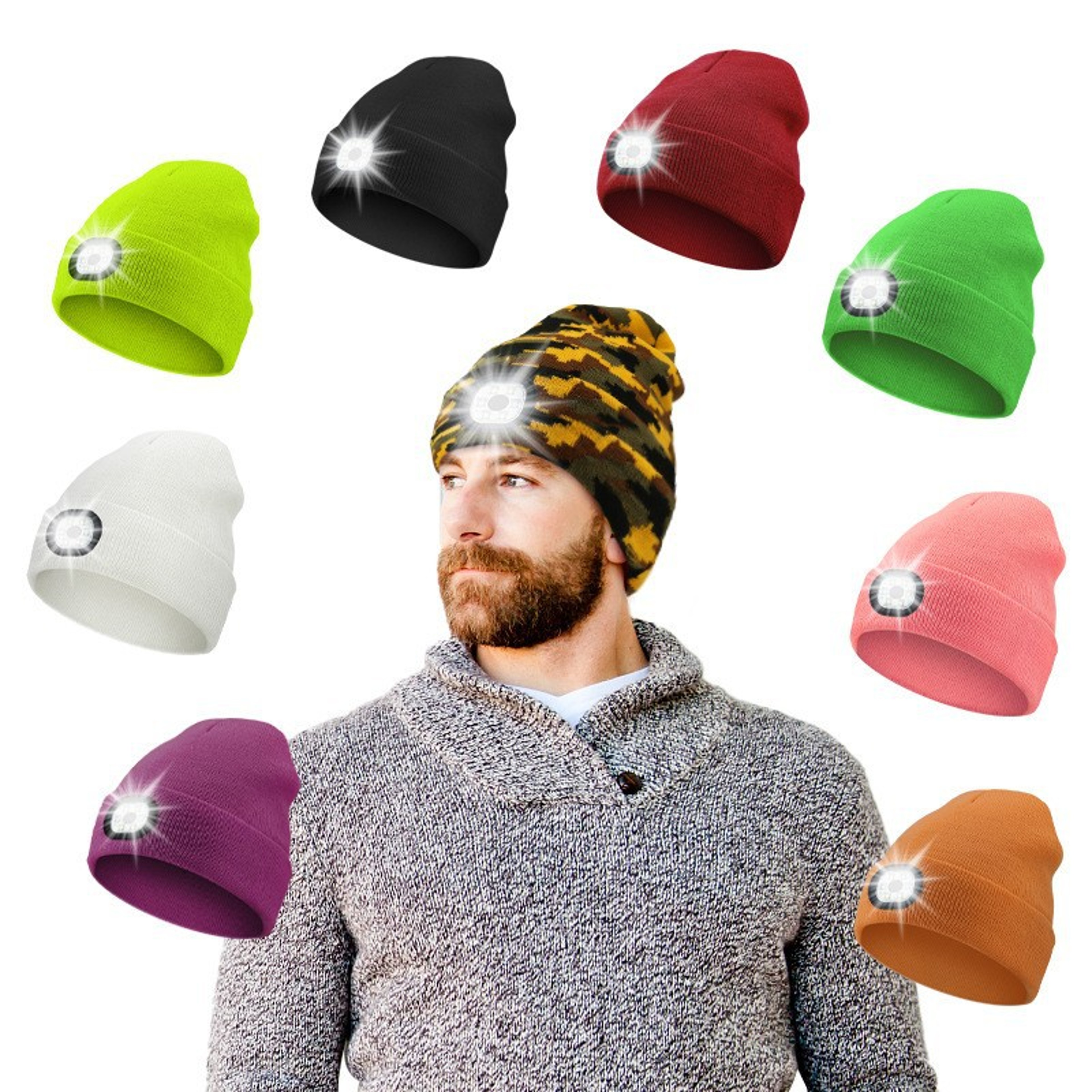 Rechargeable LED Light Beanie Hat Warm Cotton Knit Winter Cap for Men and Women – view 3