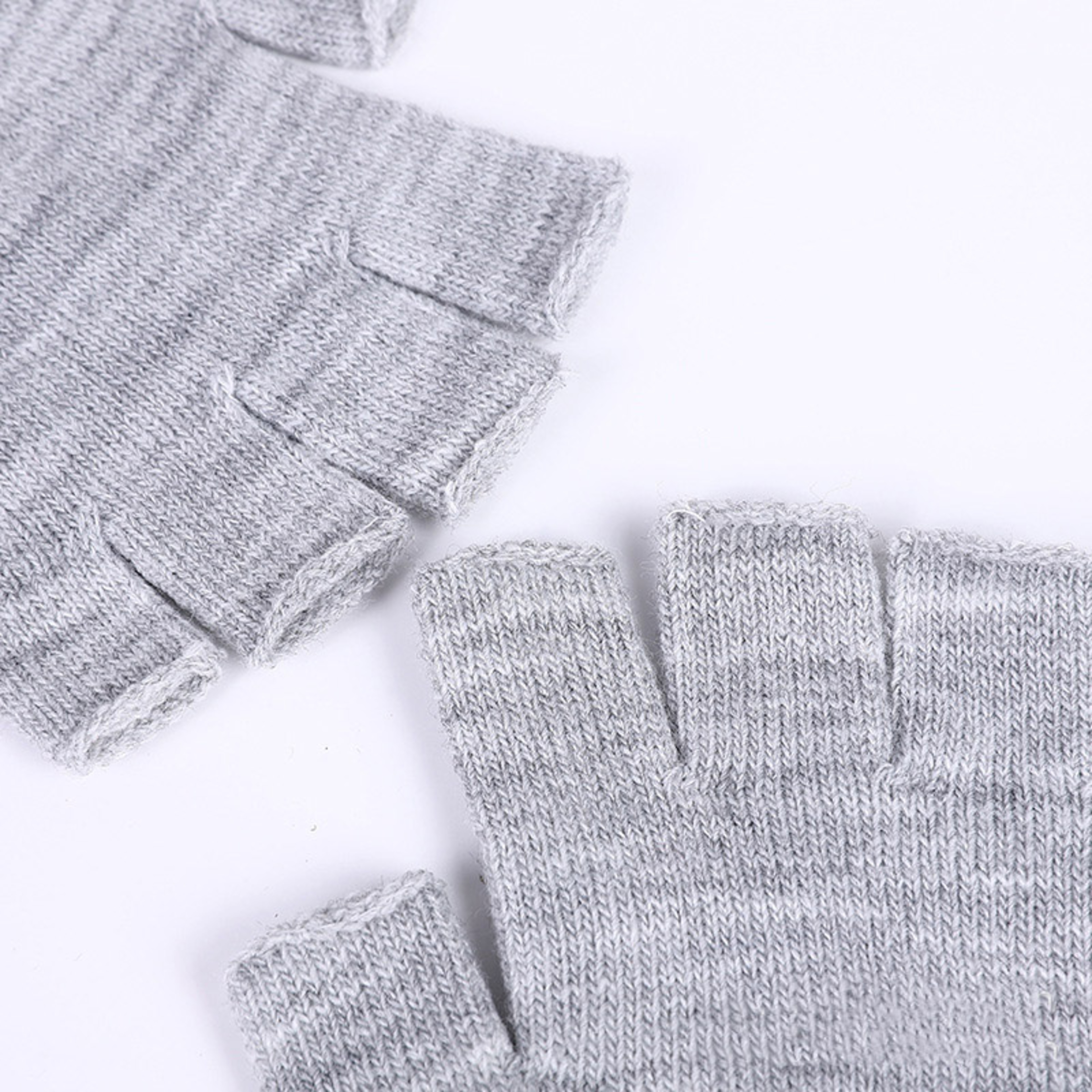 Unisex Winter Fingerless Knit Gloves with Warm Acrylic Wrist-Length Design – view 3