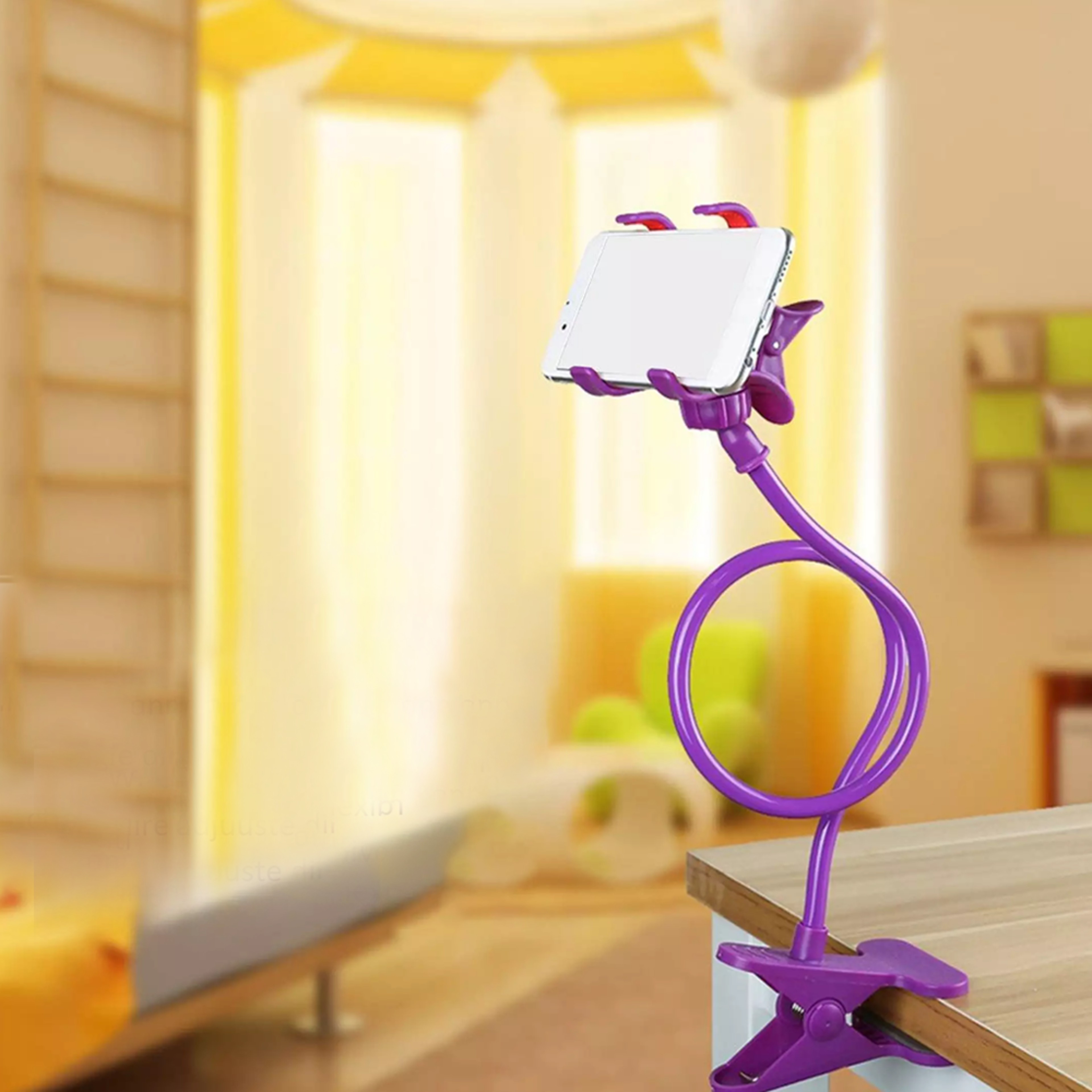 Flexible Phone Holder For Bed, Desks & Side Tables purple