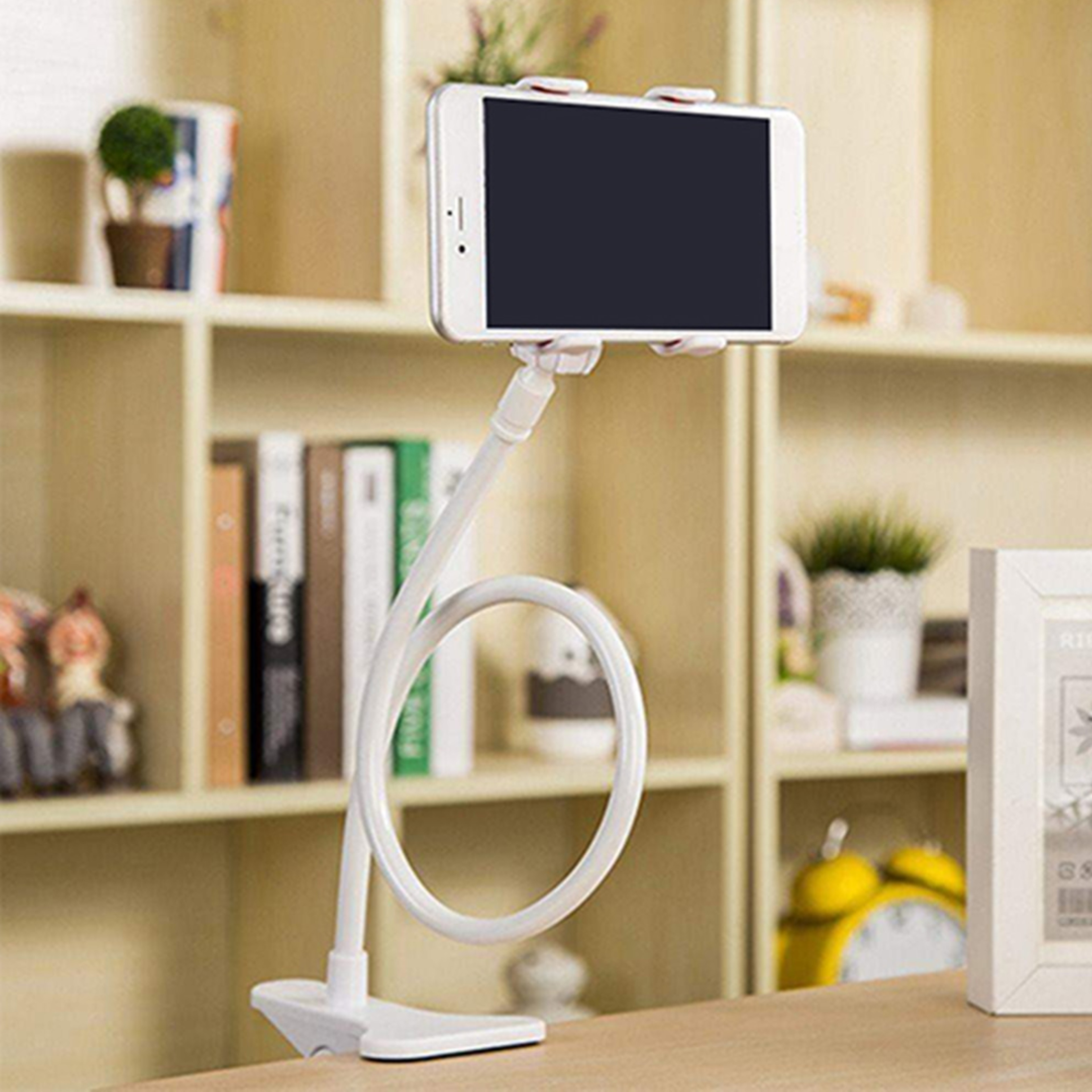 Flexible Phone Holder For Bed, Desks & Side Tables white