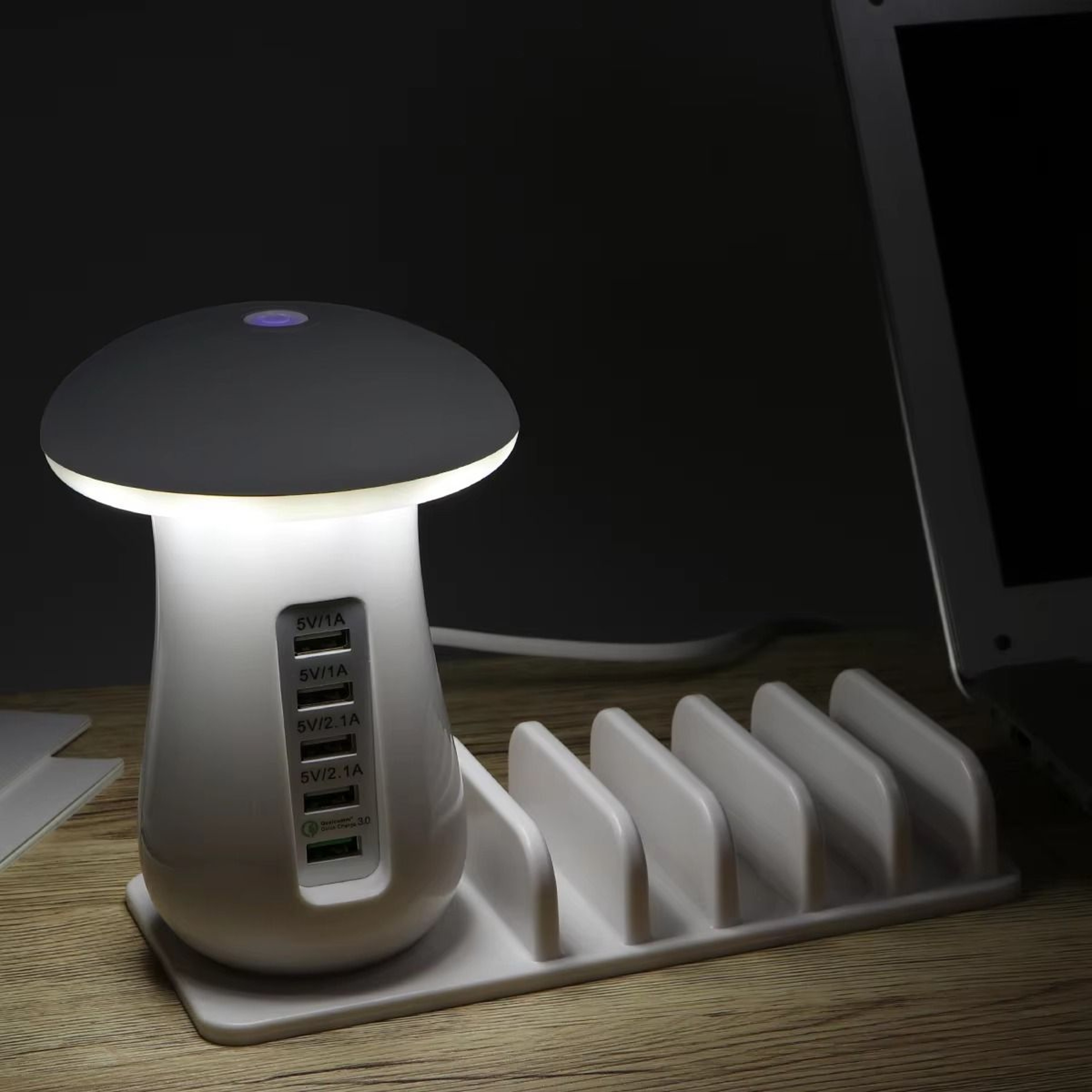 Modern Mushroom Design USB Charger Lamp
