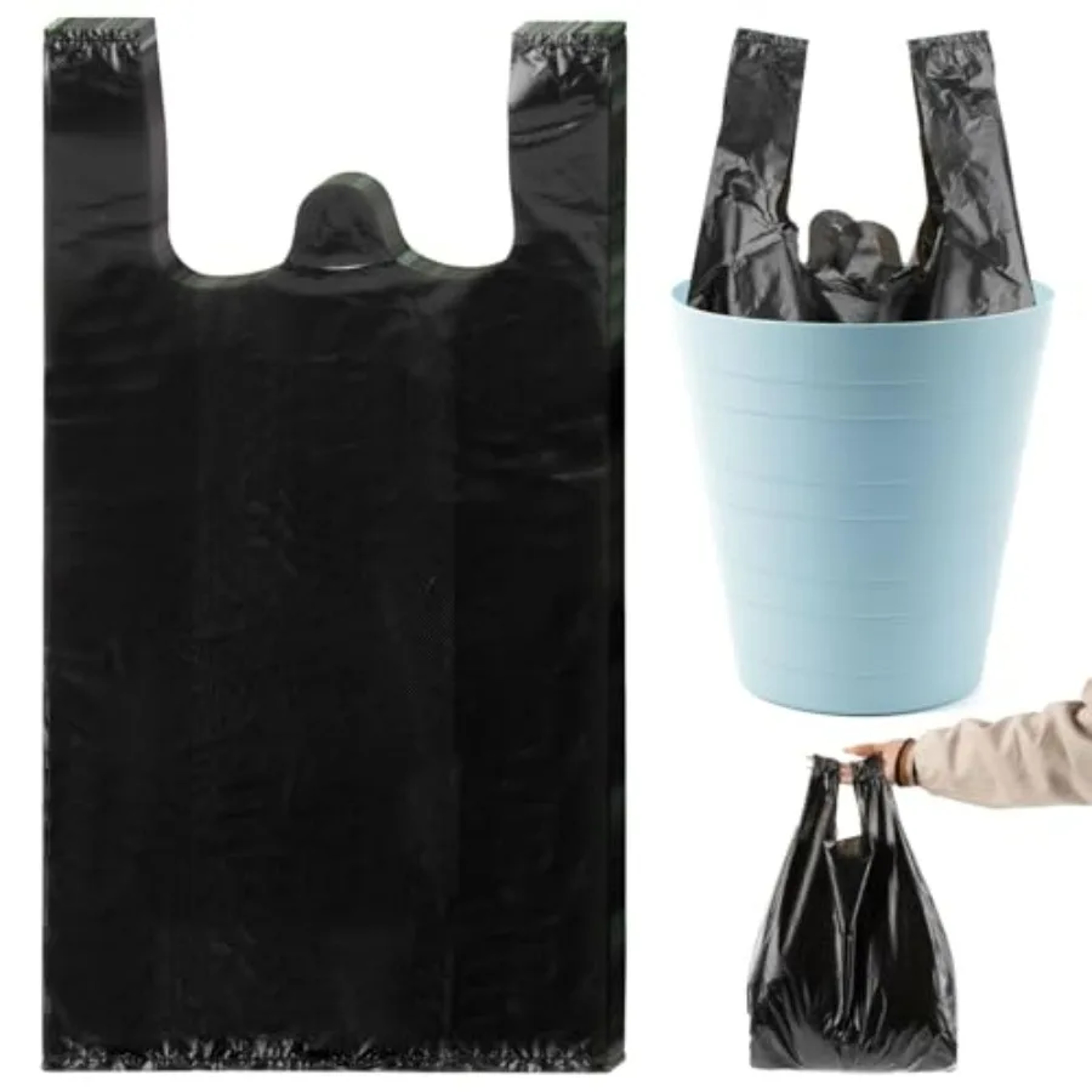 Heavy Duty Gallon Garbage Bags with Handle,Black Plastic Trash Bag for Bathroom, Kitchen, Office & Home Storage – view 1