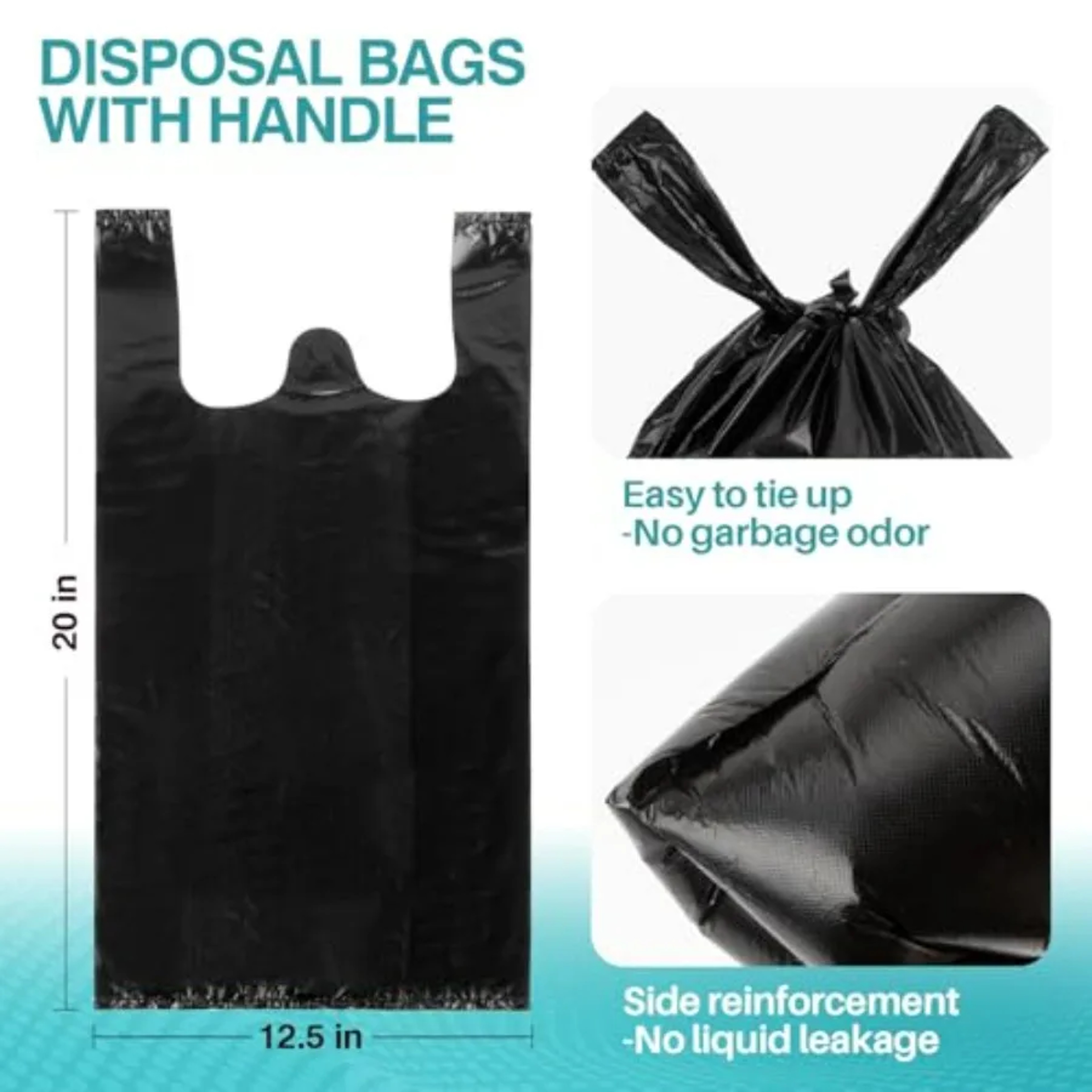 Heavy Duty Gallon Garbage Bags with Handle,Black Plastic Trash Bag for Bathroom, Kitchen, Office & Home Storage – view 4