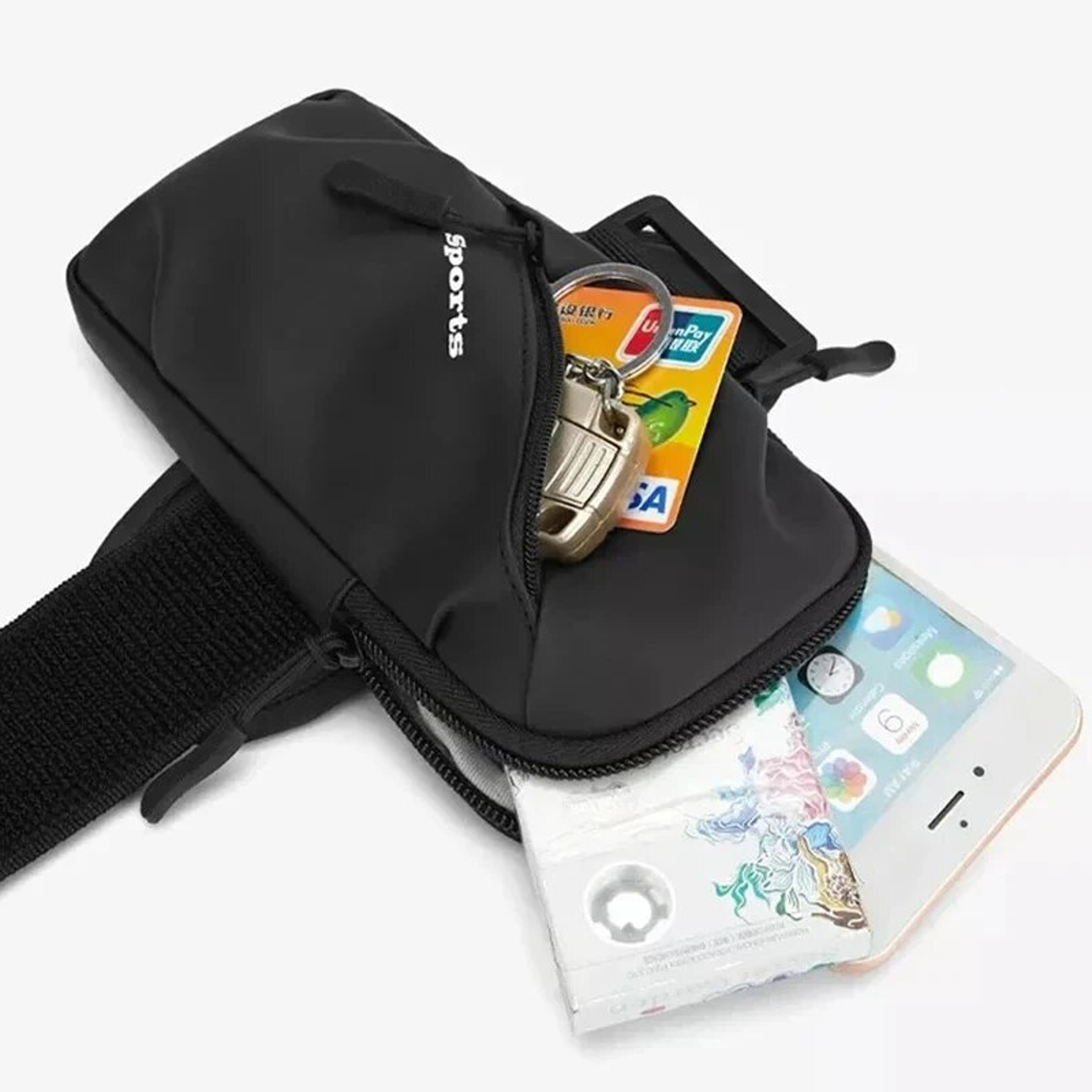 PU Sports Armband Phones Arm Bag, Running Phone Holder Jogging Bags for iPhone, Samsung Universal Waterproof Running – view 2