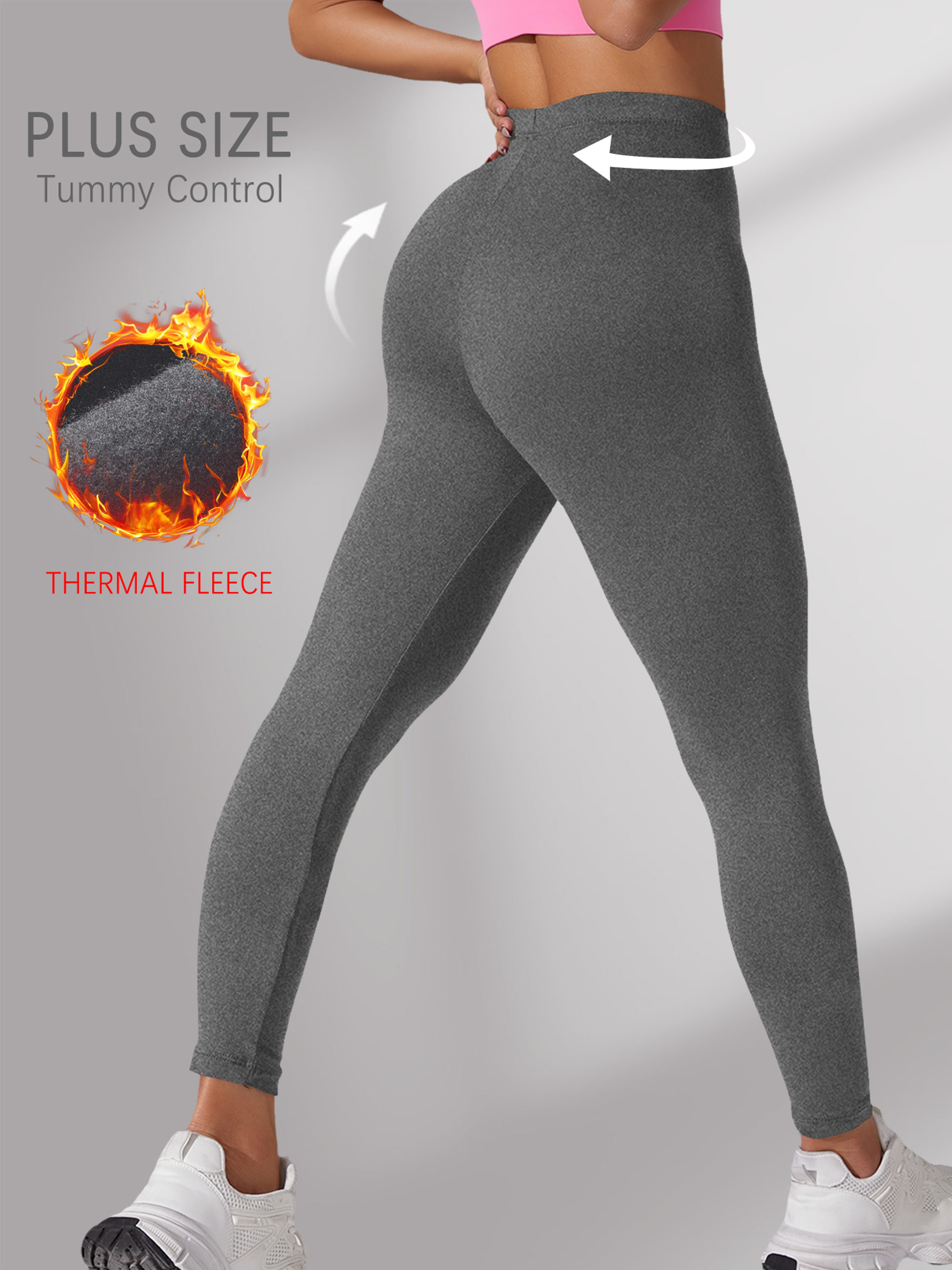 Plus Size Fleece Lined Leggings, Super Soft Thermal Warm Pants for Women, Cold Winter Running, Workout, and Yoga – view 11