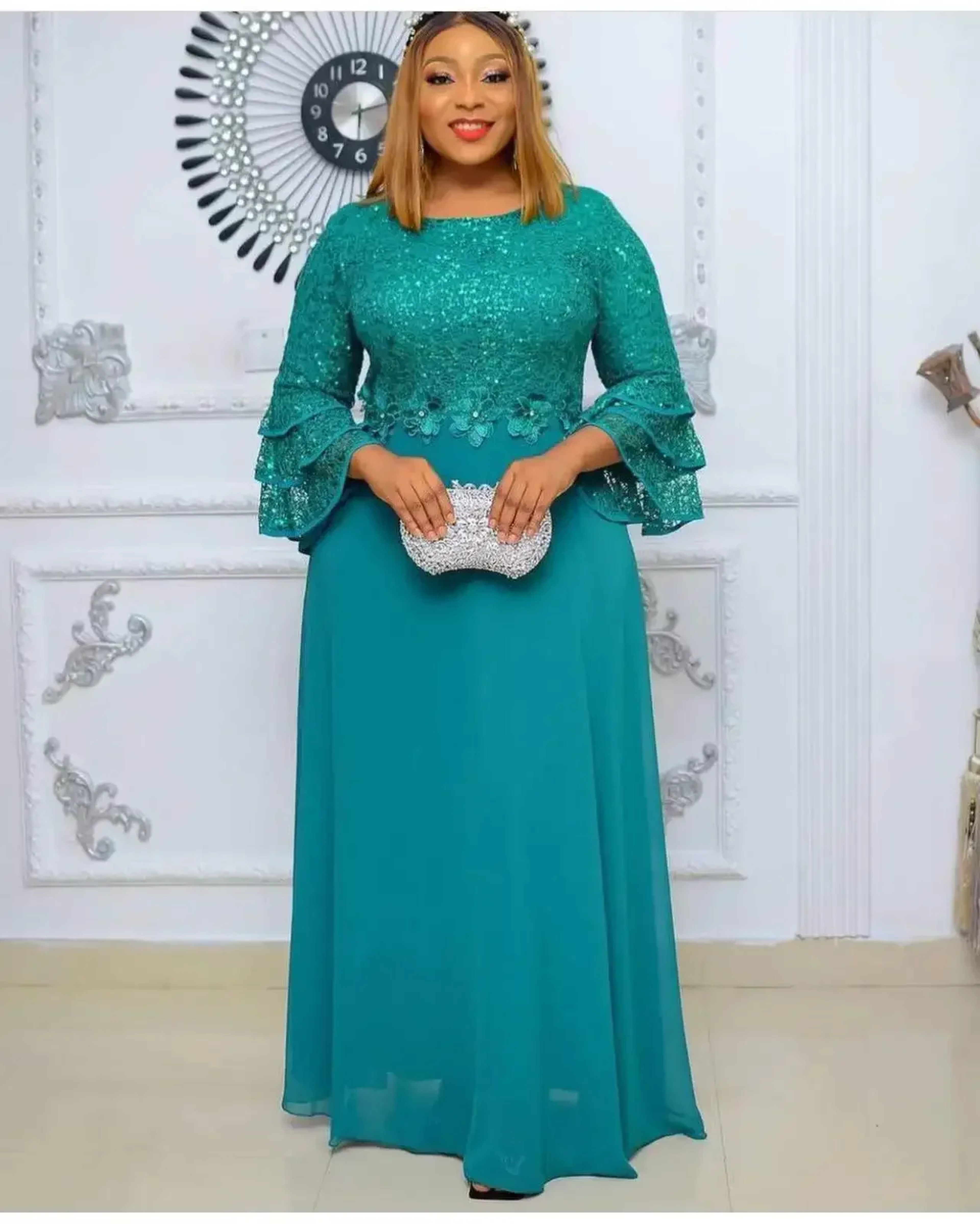 Elegant Ankara Party Dresses for Women, 2024 New Fashion Dashiki Maxi Dress, Muslim Wedding Gowns – view 9