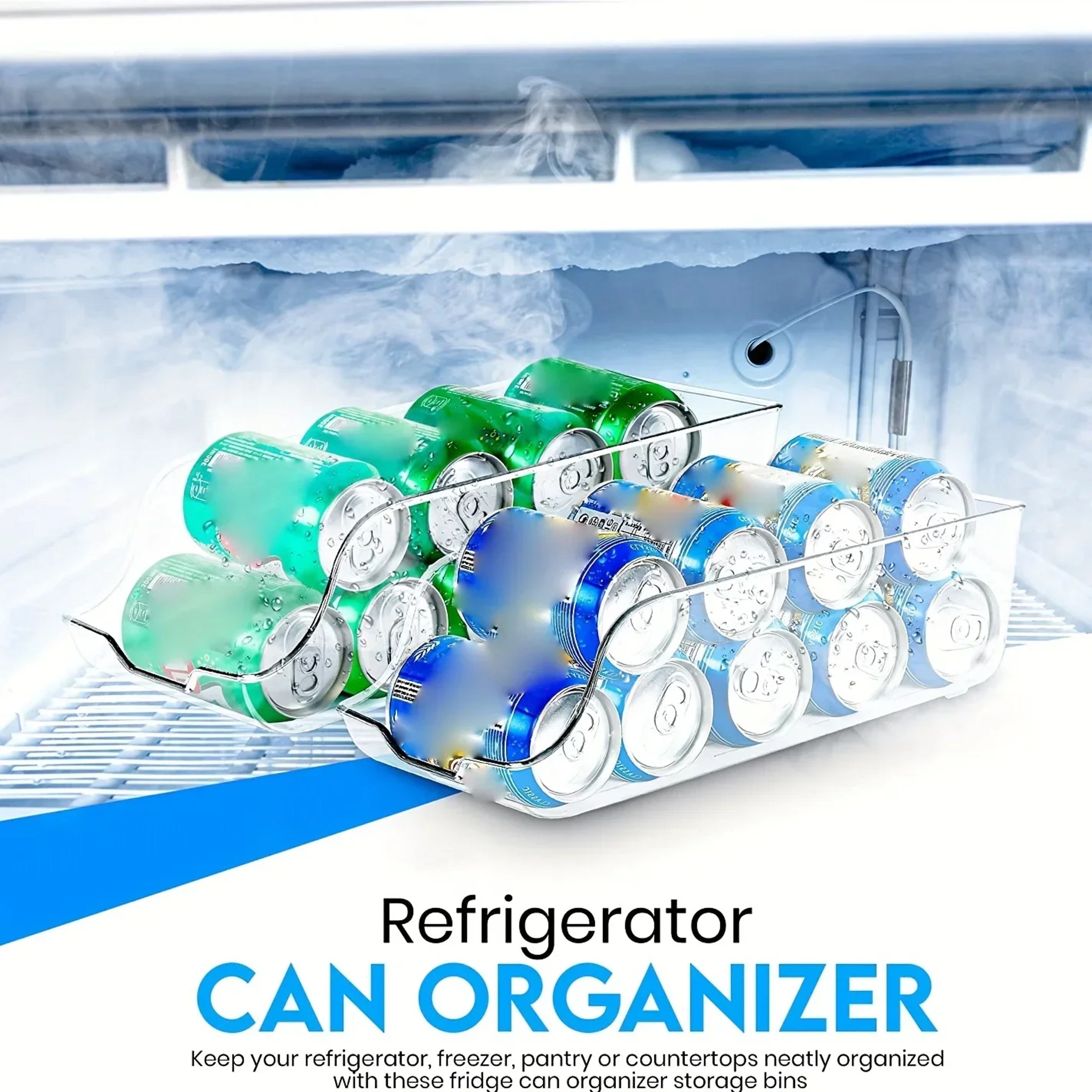 Space Saving Auto Rolling Fridge Can Dispenser  Soda Can Organizer Efficient Fridge Storage Bins Fi 2