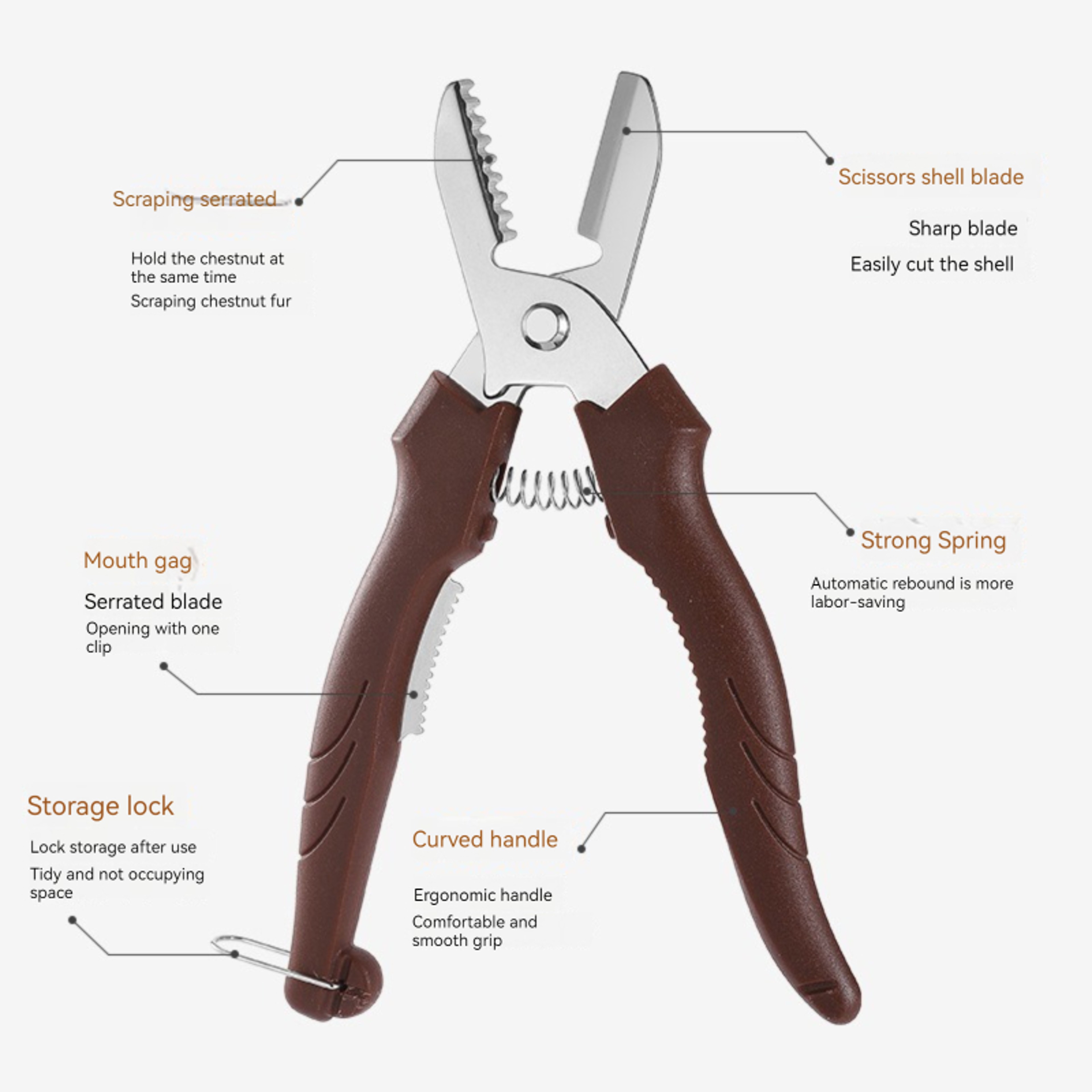 Multipurpose Chestnut Cutter Tool Stainless Steel Chestnut Opener and Kitchen Nut Cracker Peeler Scissors – view 5
