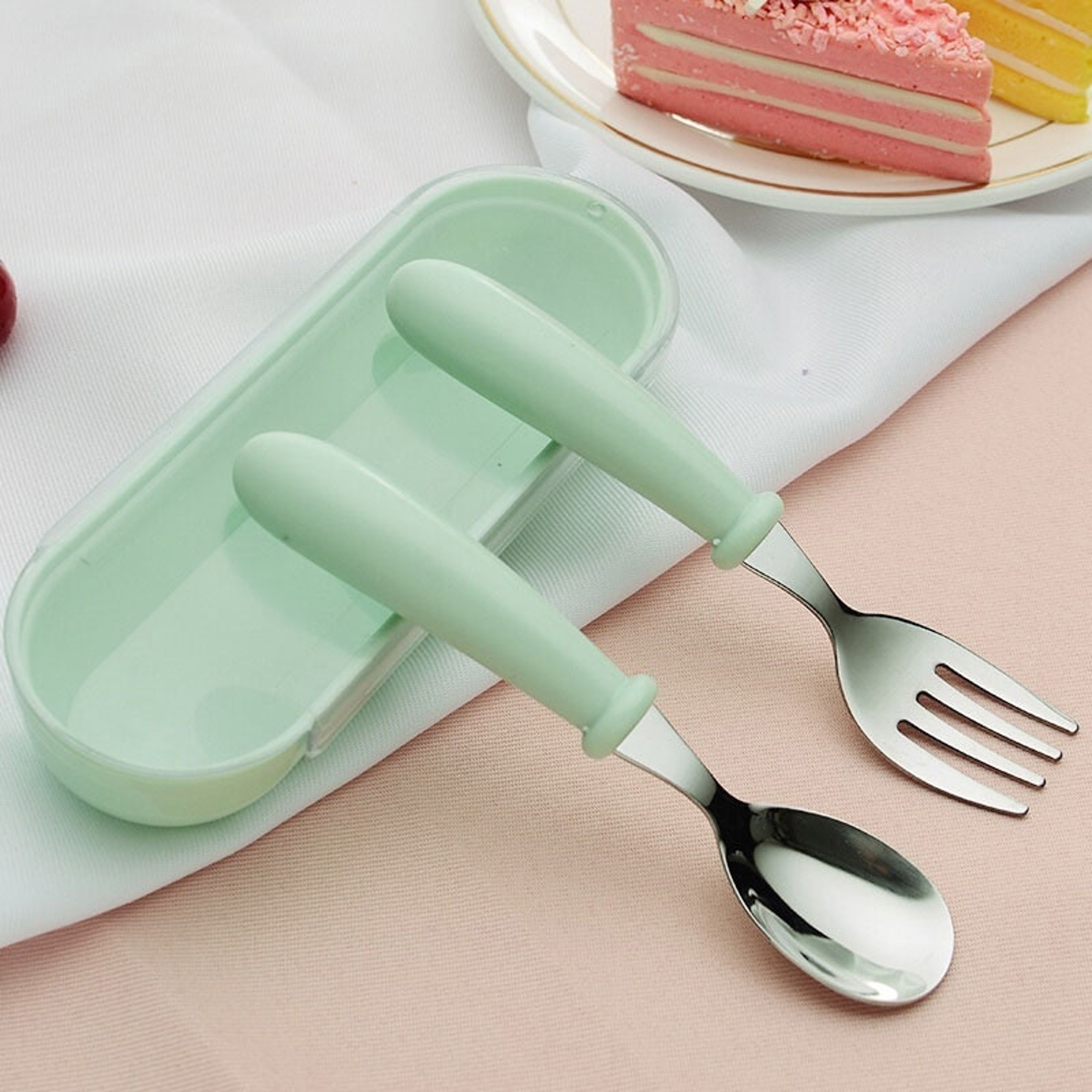 Premium Kids Stainless Steel Cutlery Set Piece Baby Feeding Utensils With Portable Case 2