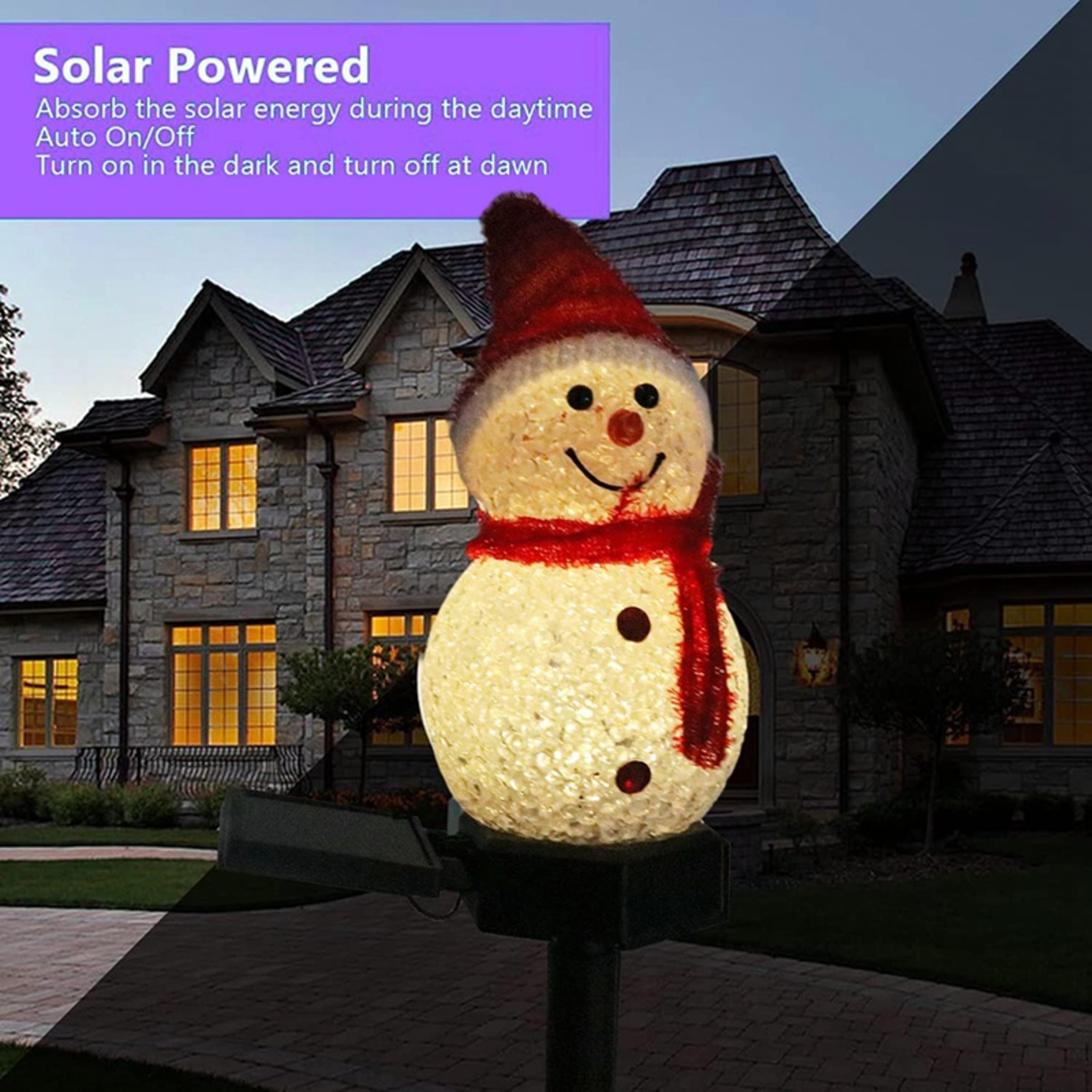 Solar Snowman Pathway Lights Outdoor Christmas Garden Stakes 3