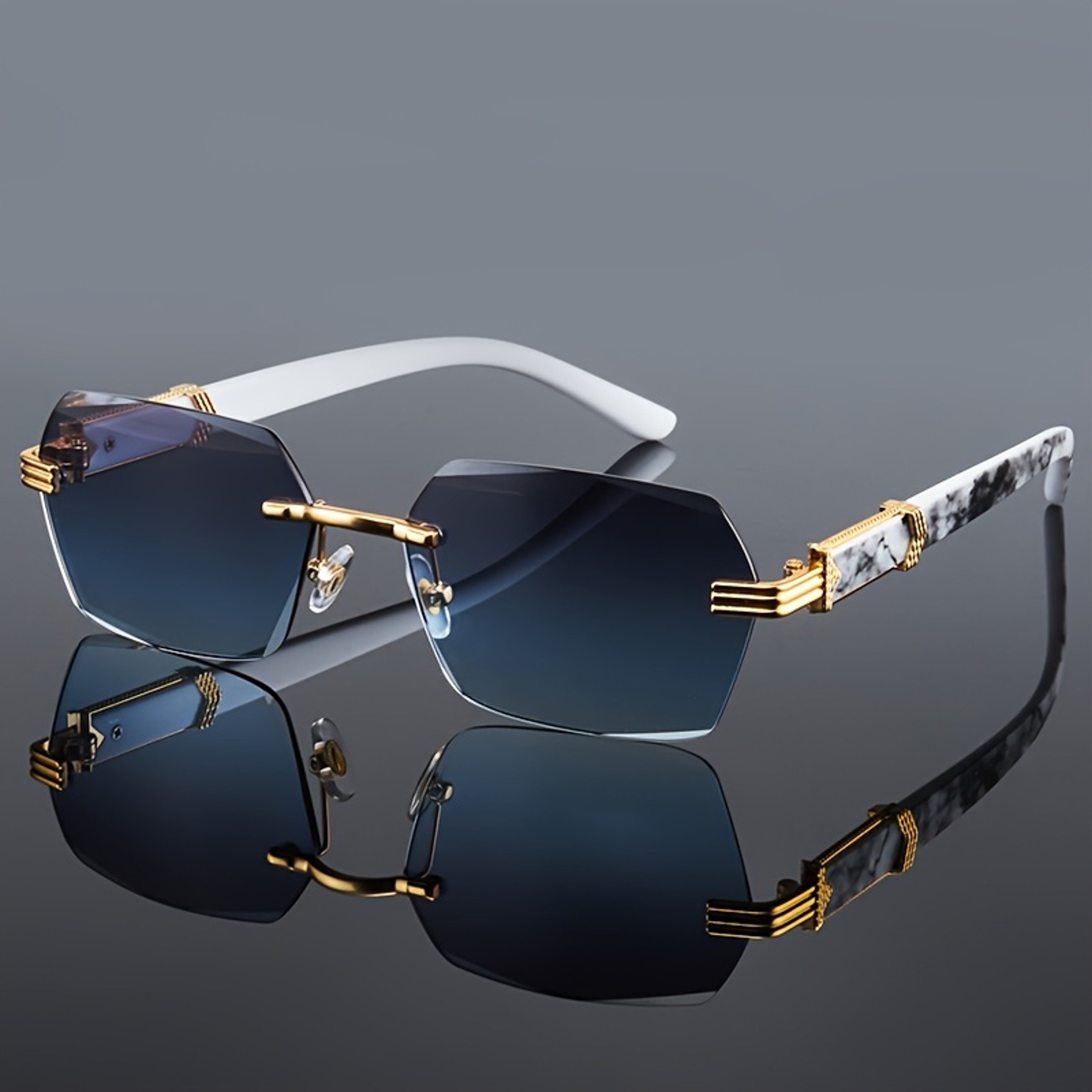 Classic Unisex Rimless Sunglasses Small Square Frameless Travel Shades With UV Protection 0