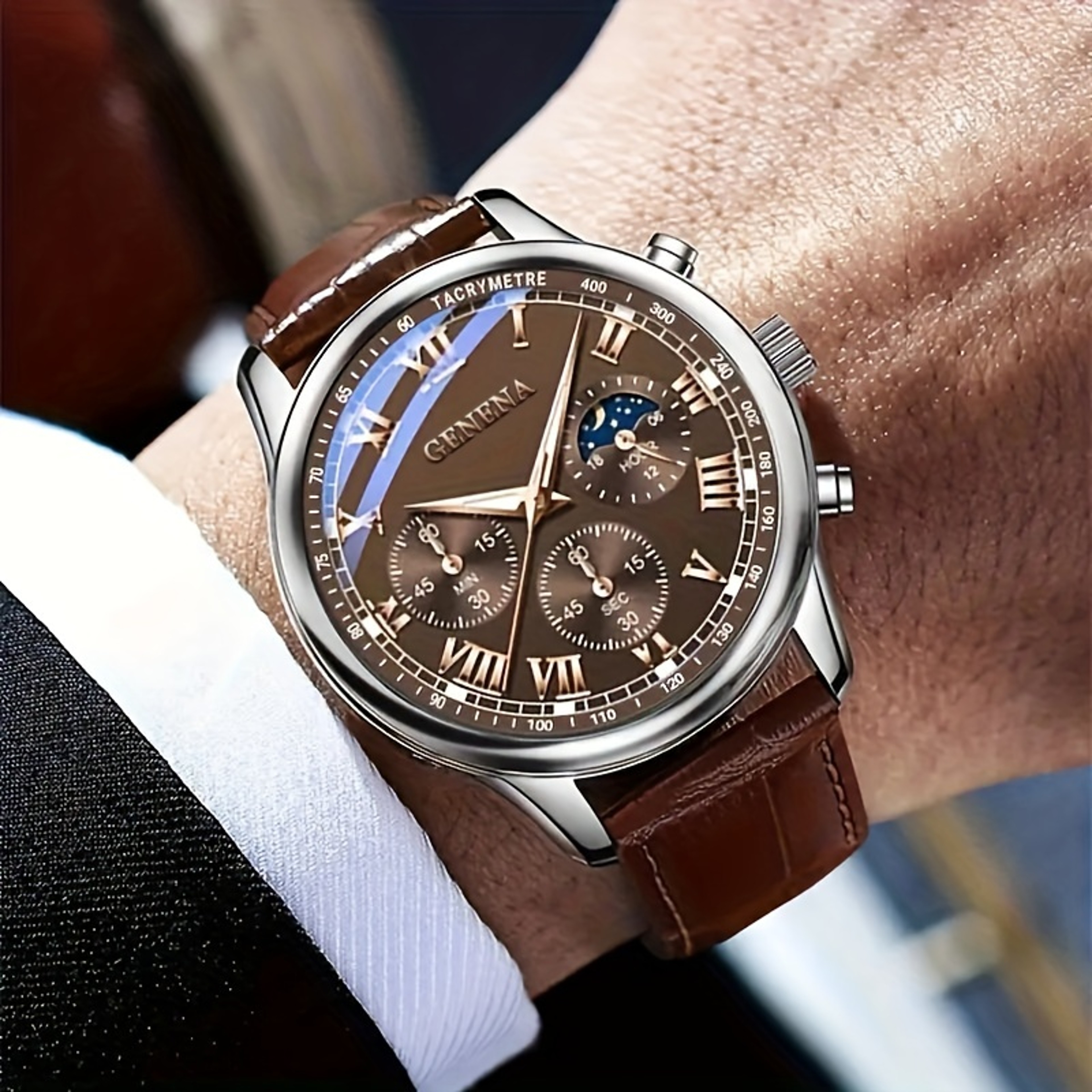 Geneva Classic Quartz Business Watch For Men Waterproof Luminous Dress Timepiece 2
