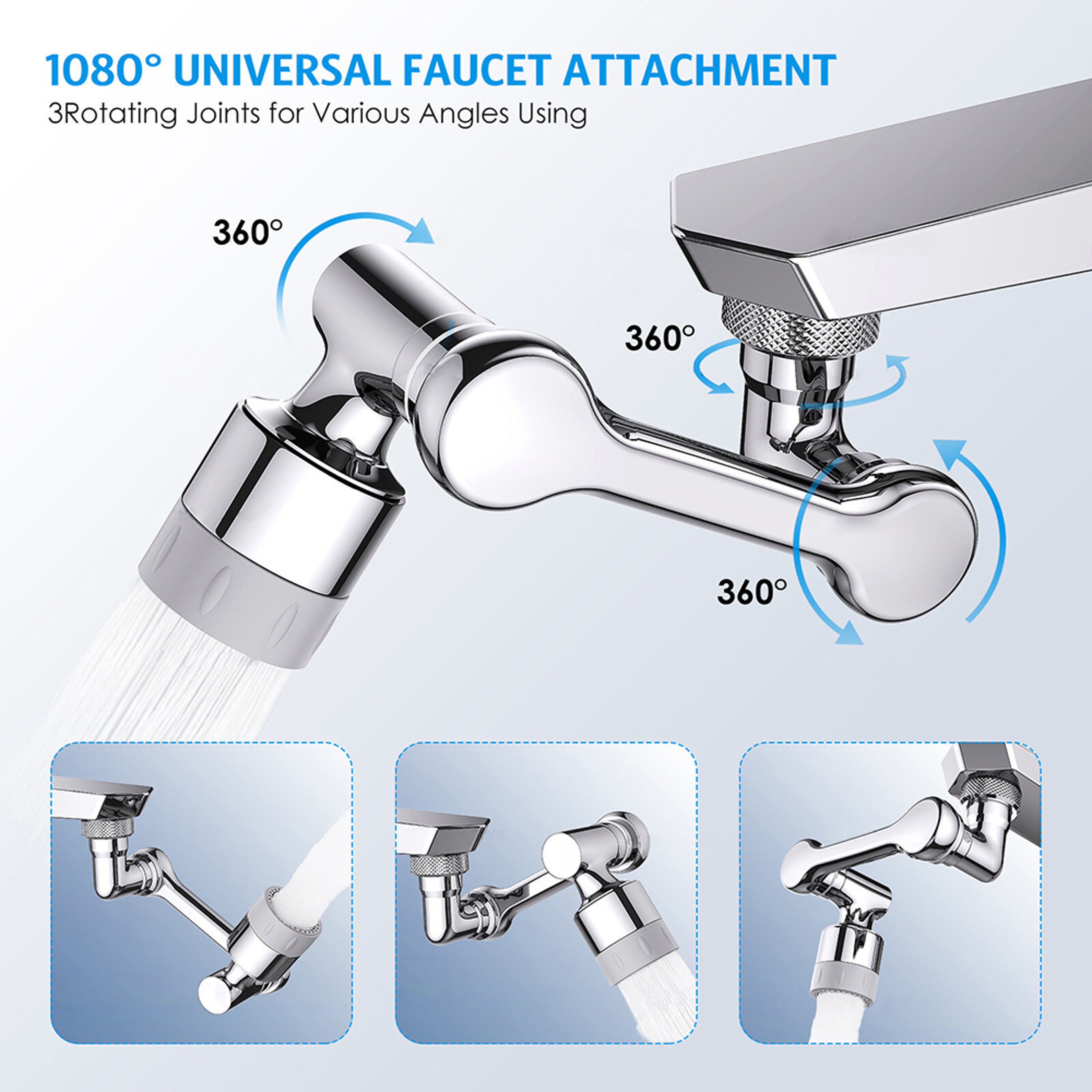 FlexFlow Robotic Arm Faucet Extender With Degree Rotating Faucet Attachment 1