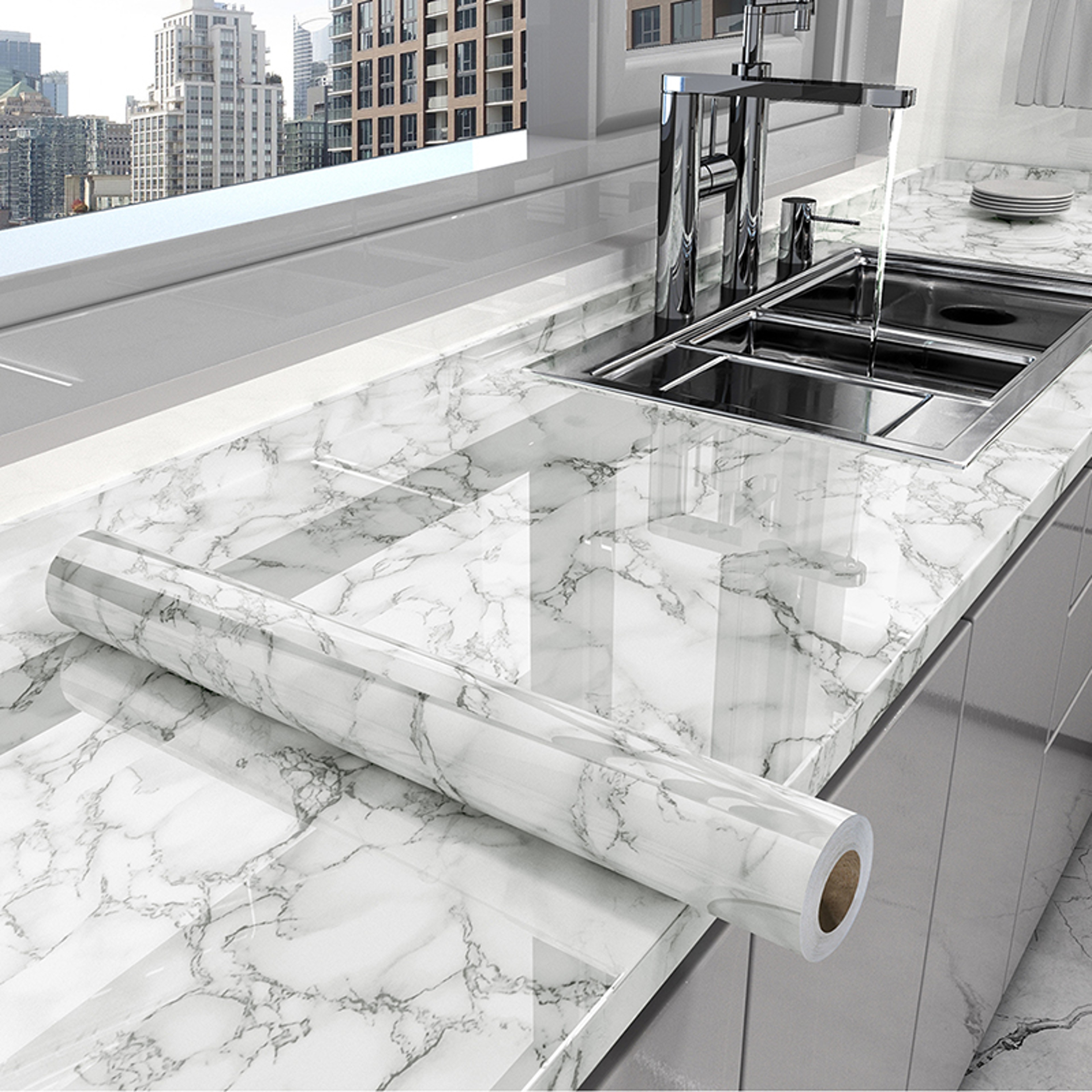 Marble Kitchen Countertop Sticker Self Adhesive Waterproof Contact Paper For Cabinets  Walls 5