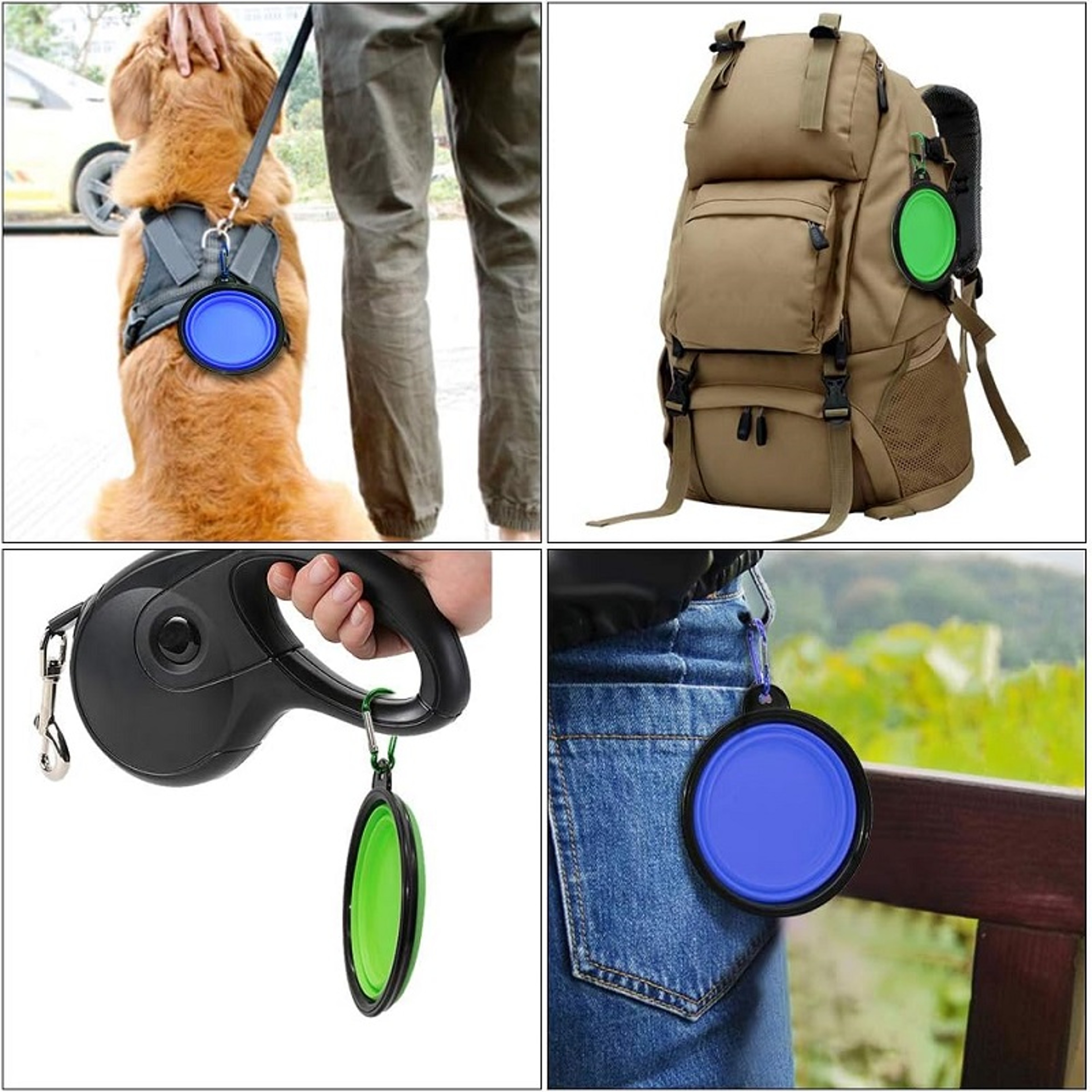 Portable Dog Water Bottle  Travel Dog Bowl Silicone Pet Feeder With Carabiner 0