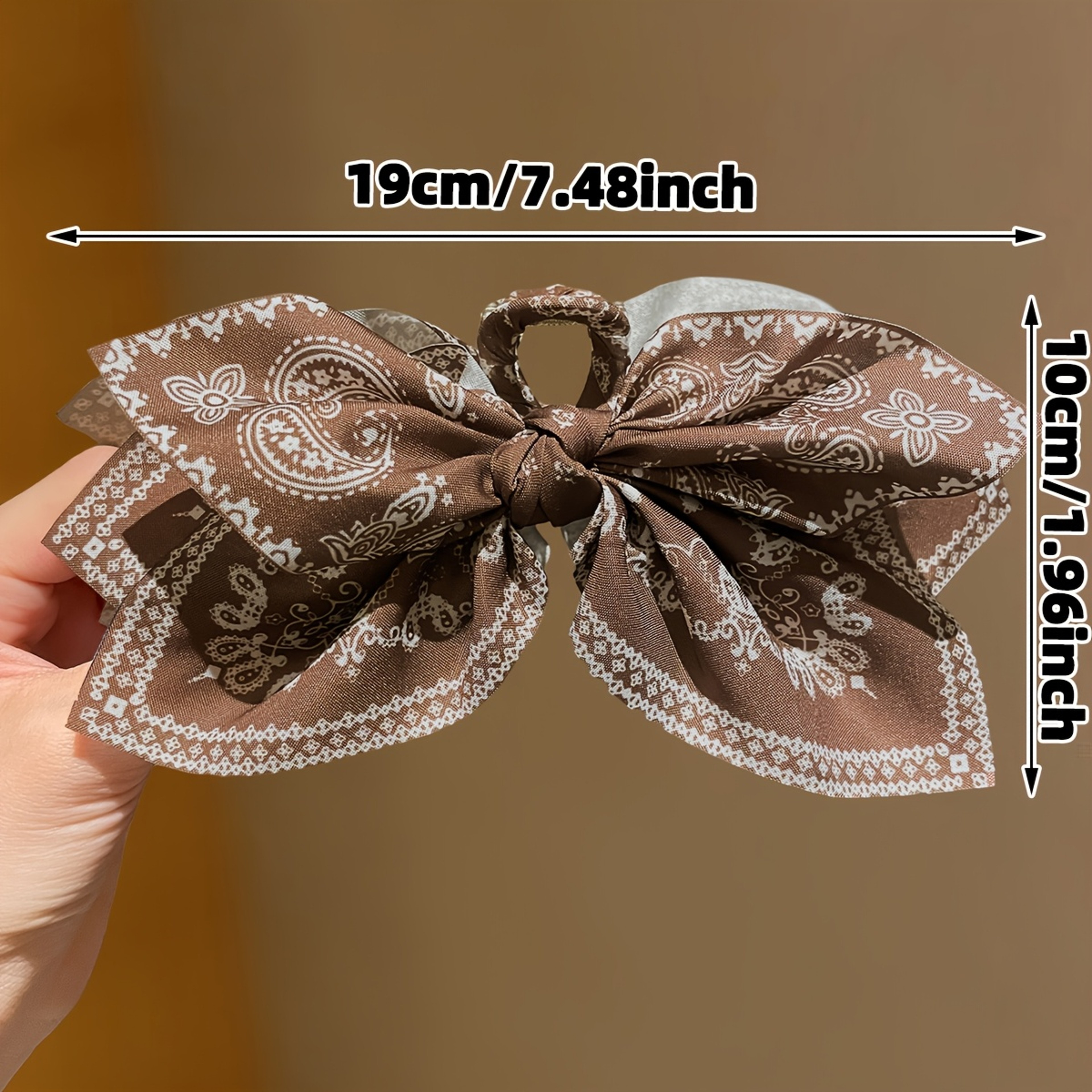 Elegant Bow Hair Clip Brown Floral Hair Claw Clip For Women 1