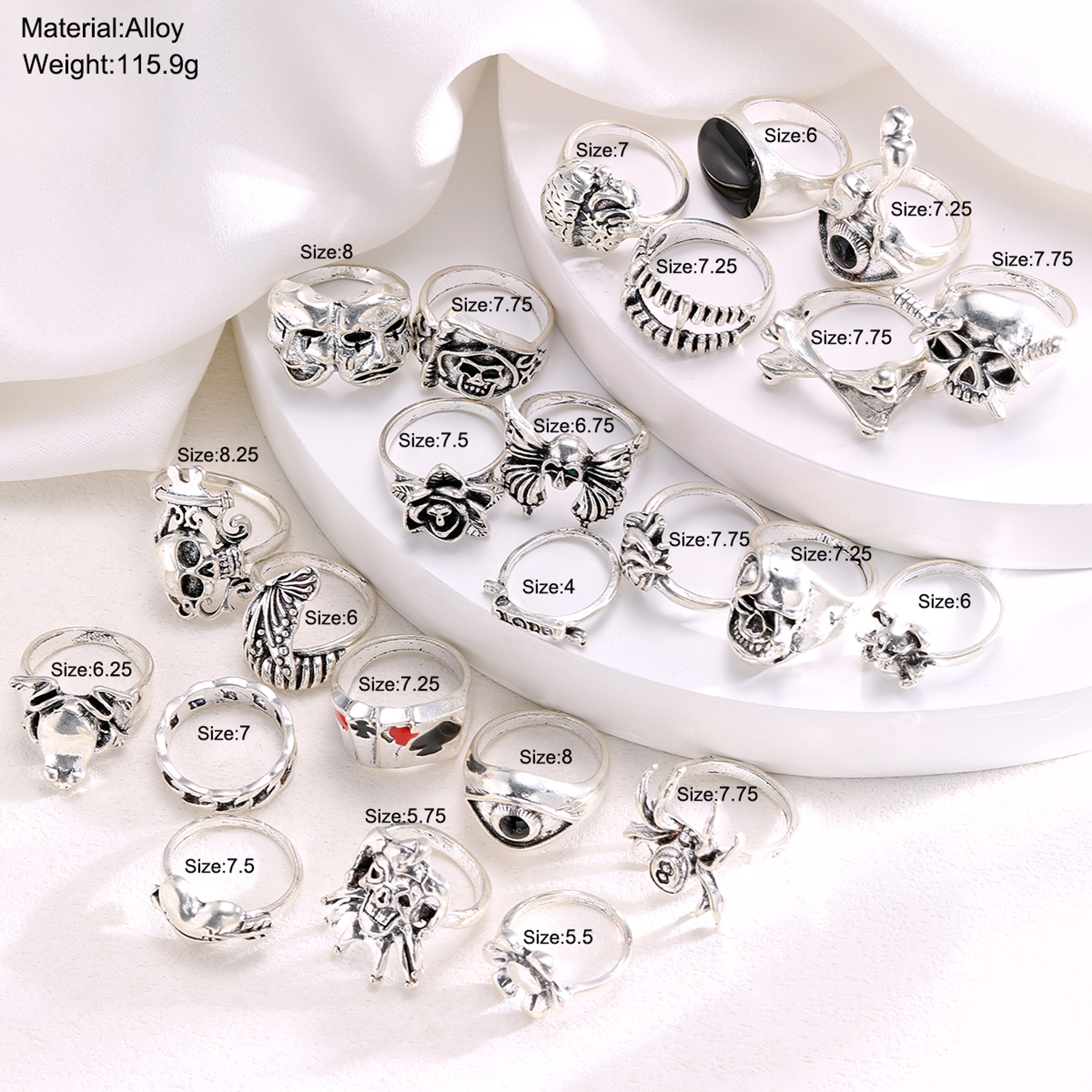 Gothic Ring Set For Men  Women Vintage Punk Rings And Unisex Statement Jewelry 2