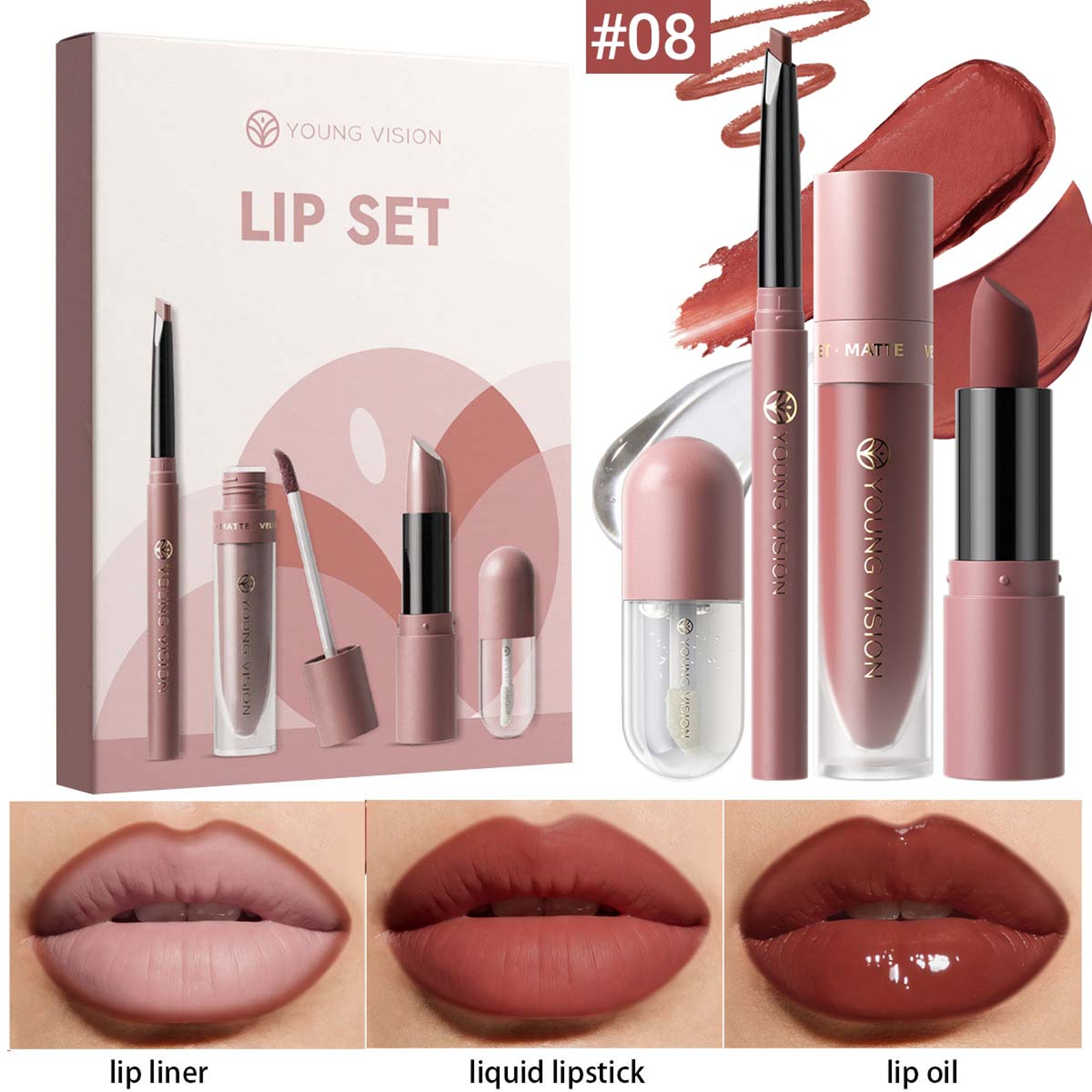 Velvet Matte Liquid Lipstick Set With Nude Lip Gloss Long Lasting Waterproof Lip Tint 10