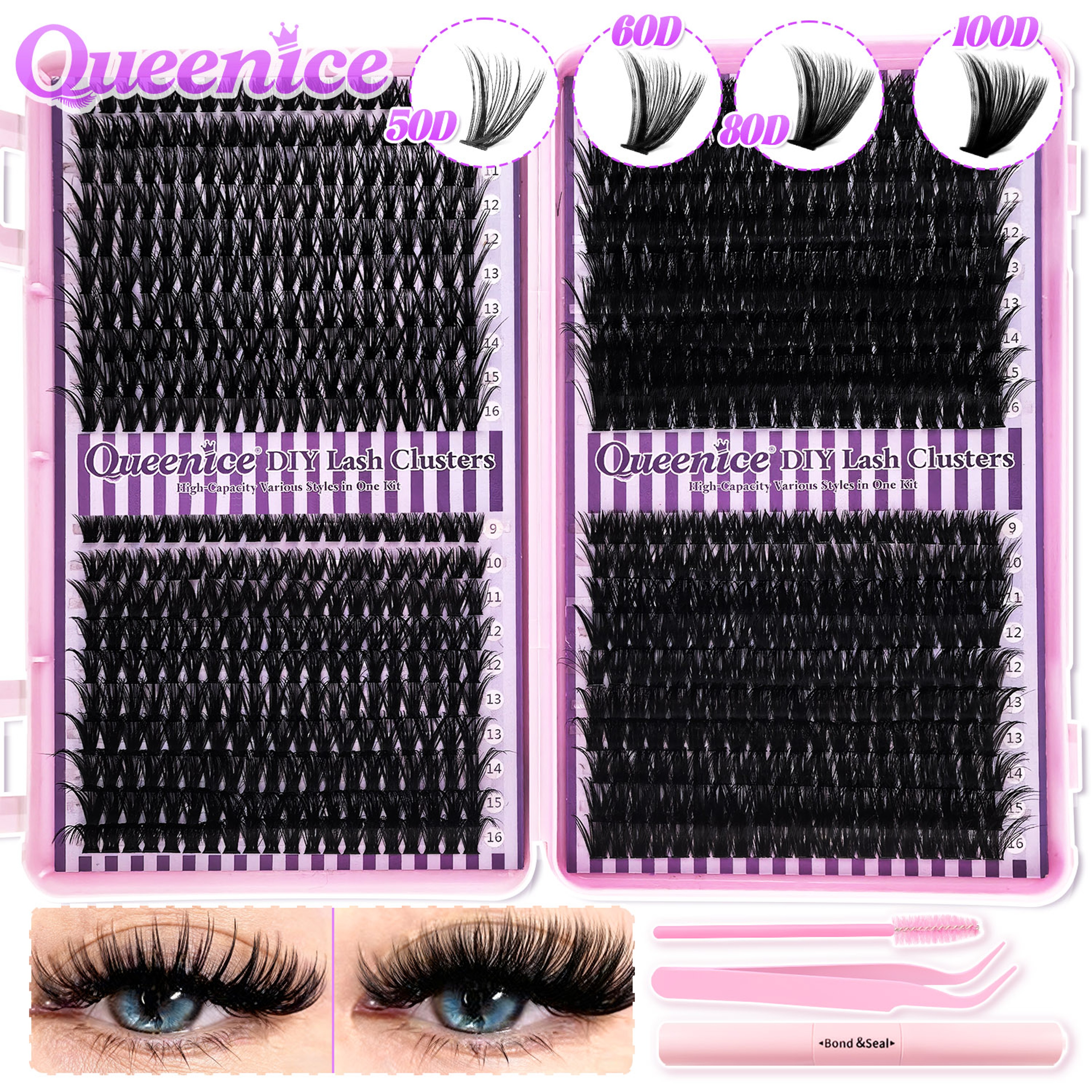 DIY Lash Extension Kit With Cluster Lashes And Bond  Seal For Natural Wispy Volume 5