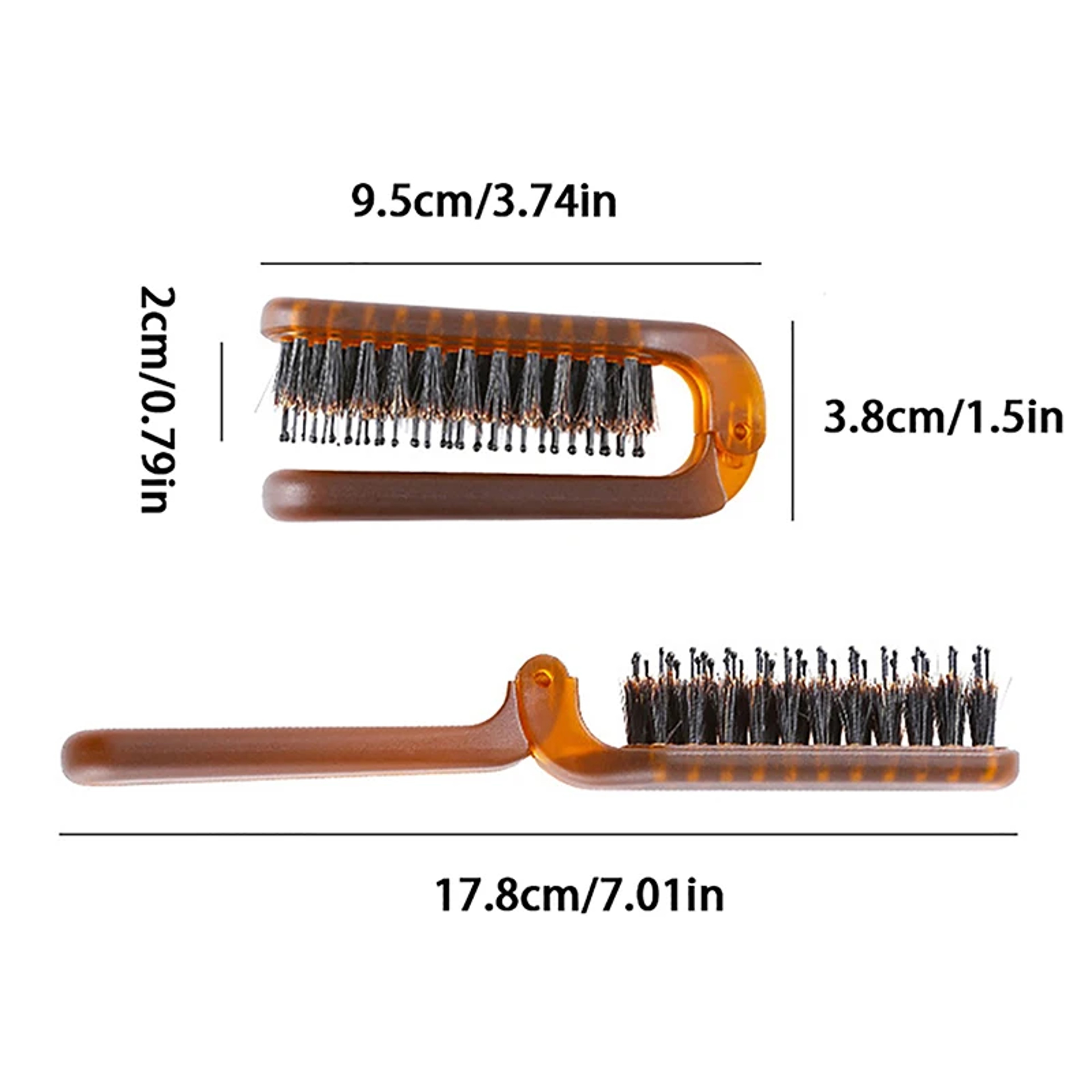 Amber Foldable Hair Brush With Boar Bristles Portable Travel Pocket Styling Comb 3