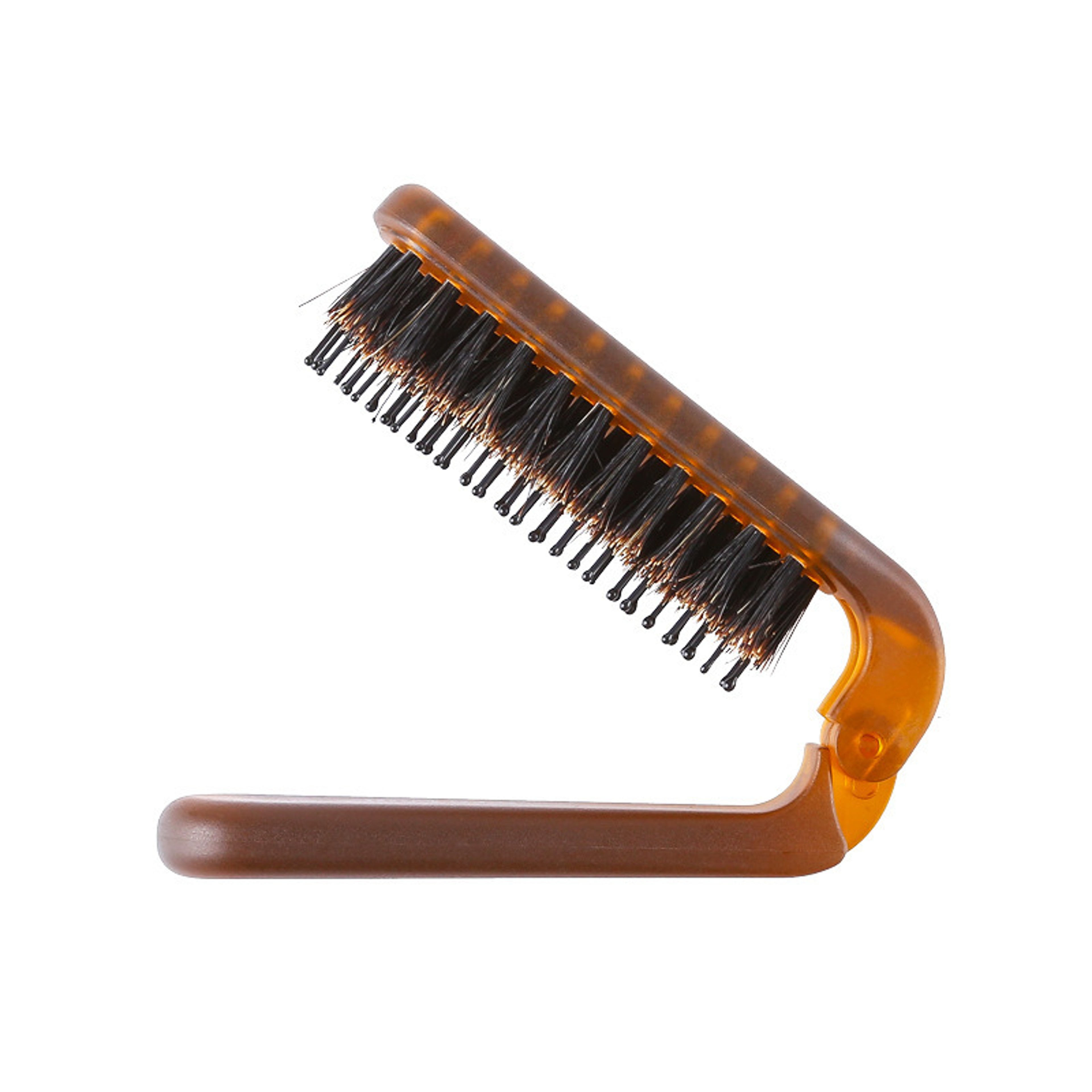 Amber Foldable Hair Brush With Boar Bristles Portable Travel Pocket Styling Comb 6