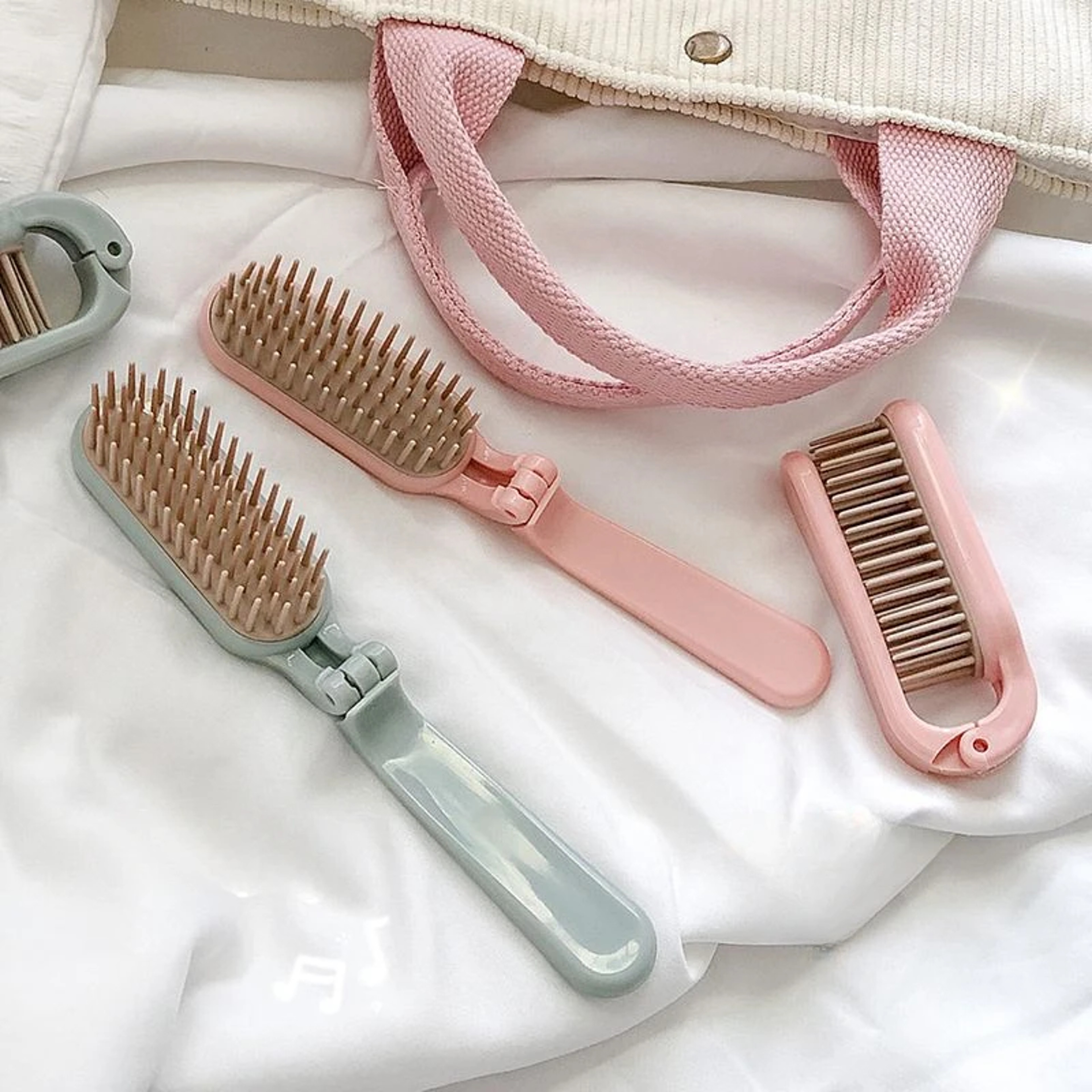 Portable Folding Hair Brush With Air Cushion Massage Mirror Travel Hair Comb 1