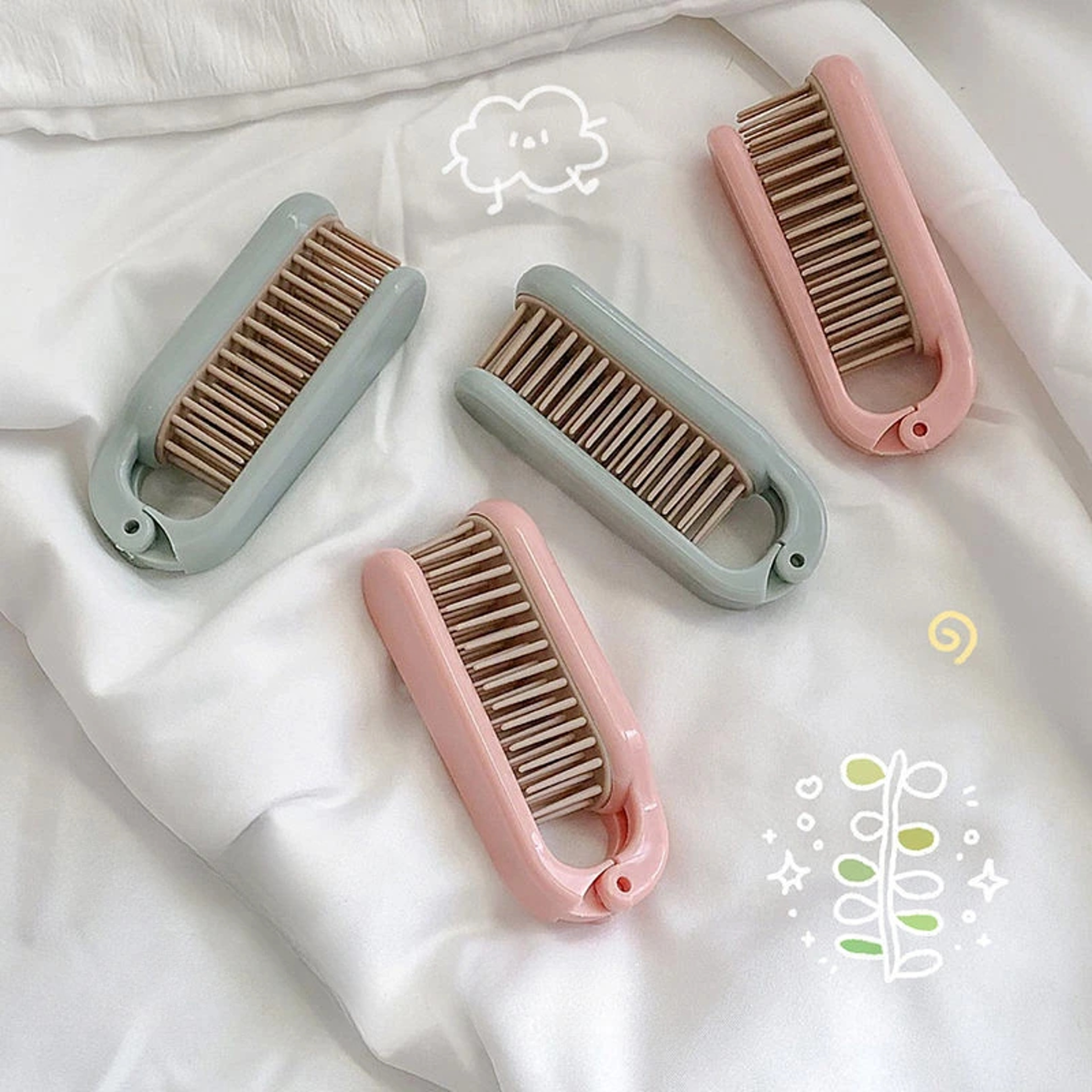 Portable Folding Hair Brush With Air Cushion Massage Mirror Travel Hair Comb 2