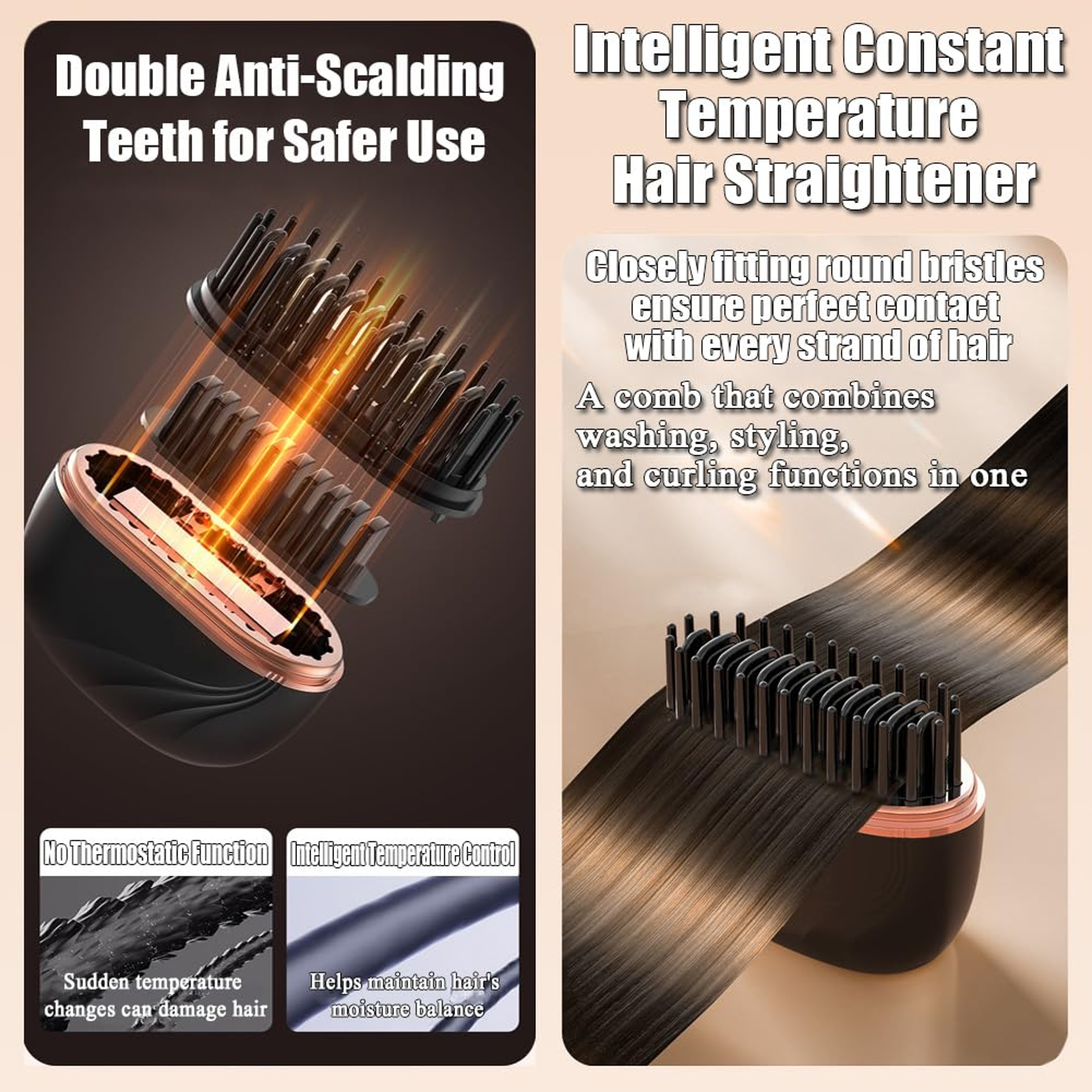 Mini Hair Straightener Portable Hair Straightening Brush With Heat Settings For Travel 1