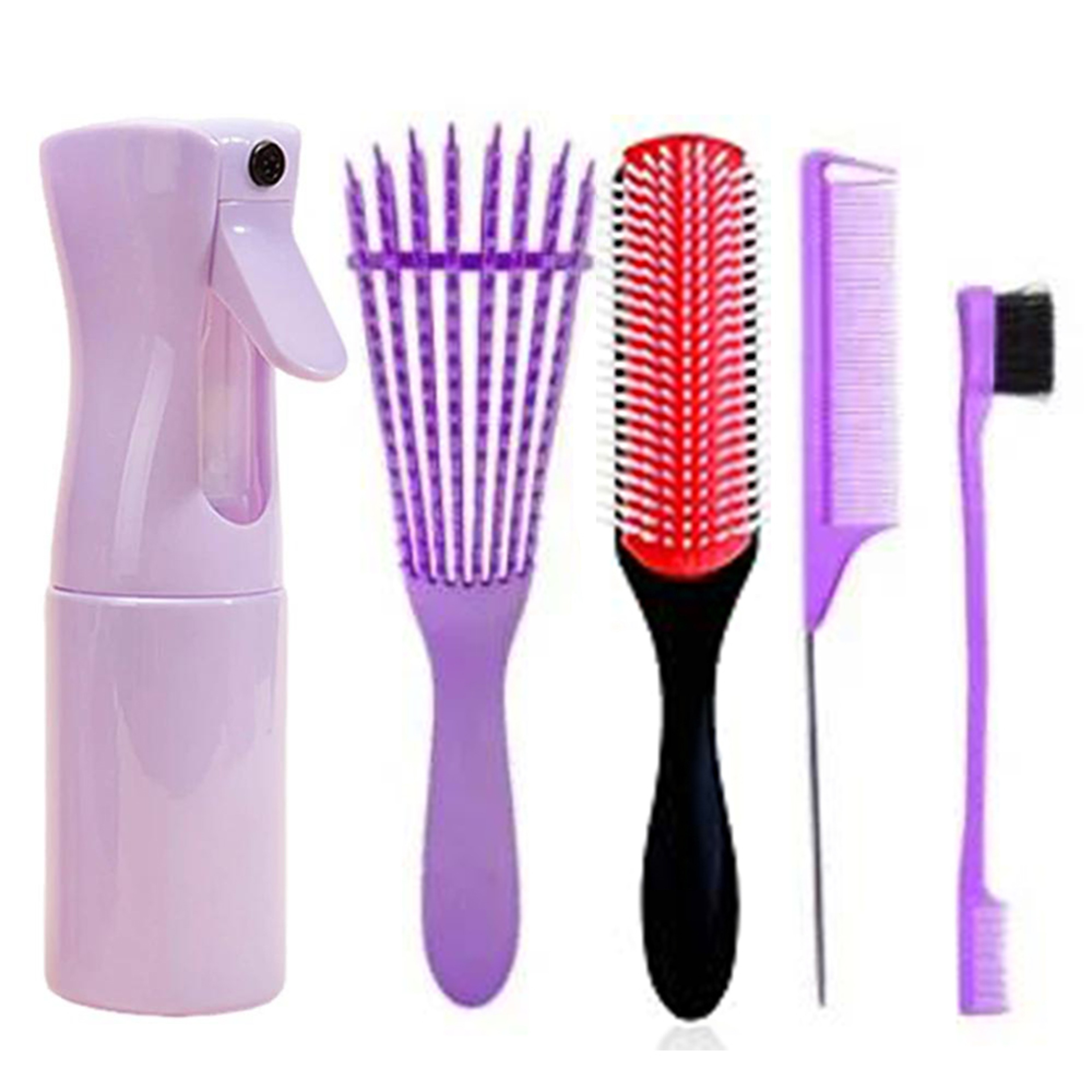 Curly Hair Detangling Hair Brush Set With Scalp Massage Tools Piece Kit 7