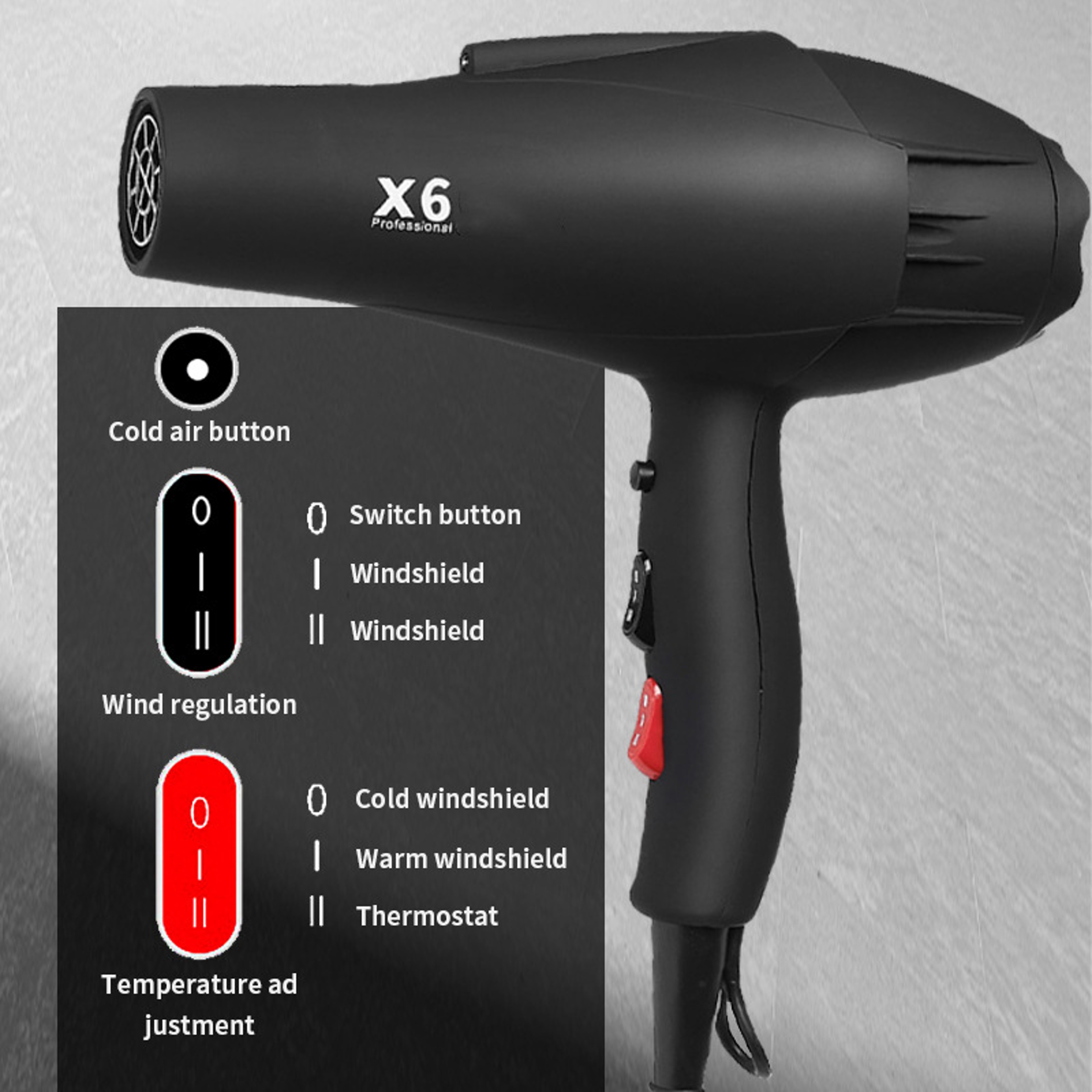 Professional Hair Dryer for Fast Drying Salon Styling with Plug – view 5