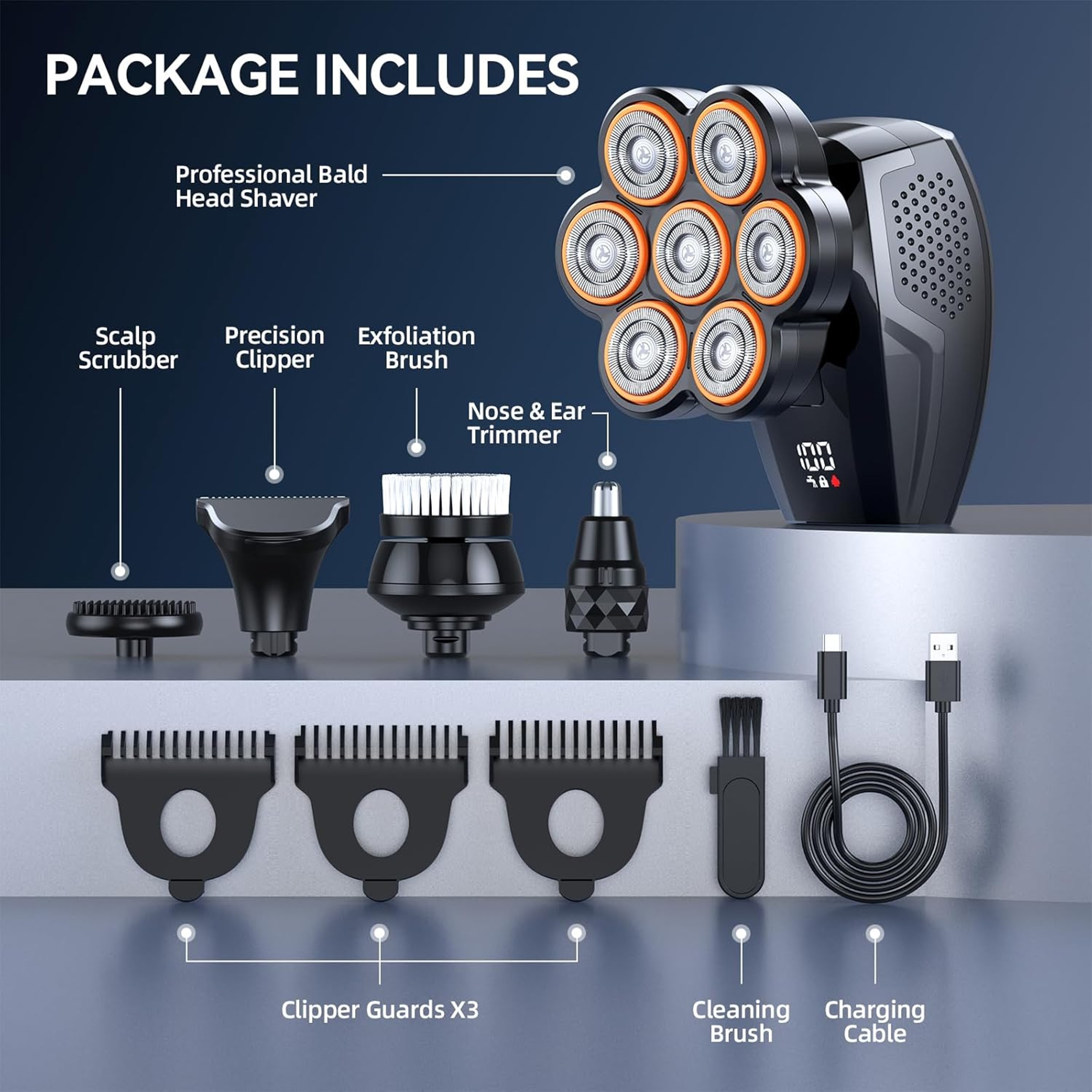 Sweker Head Shaver for Bald Men Electric Razor Grooming Kit with LED Display & Waterproof – view 2