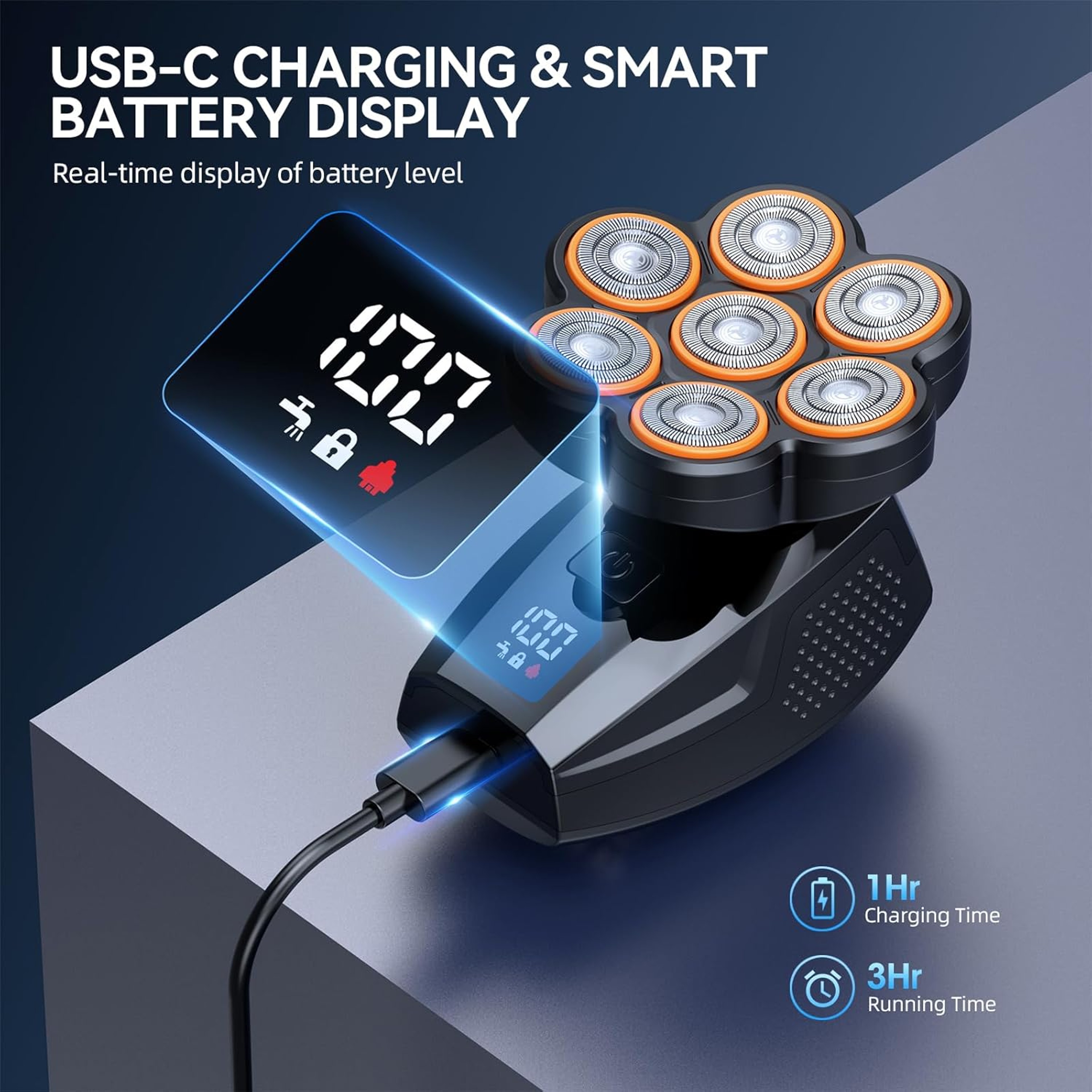 Sweker Head Shaver for Bald Men Electric Razor Grooming Kit with LED Display & Waterproof – view 5