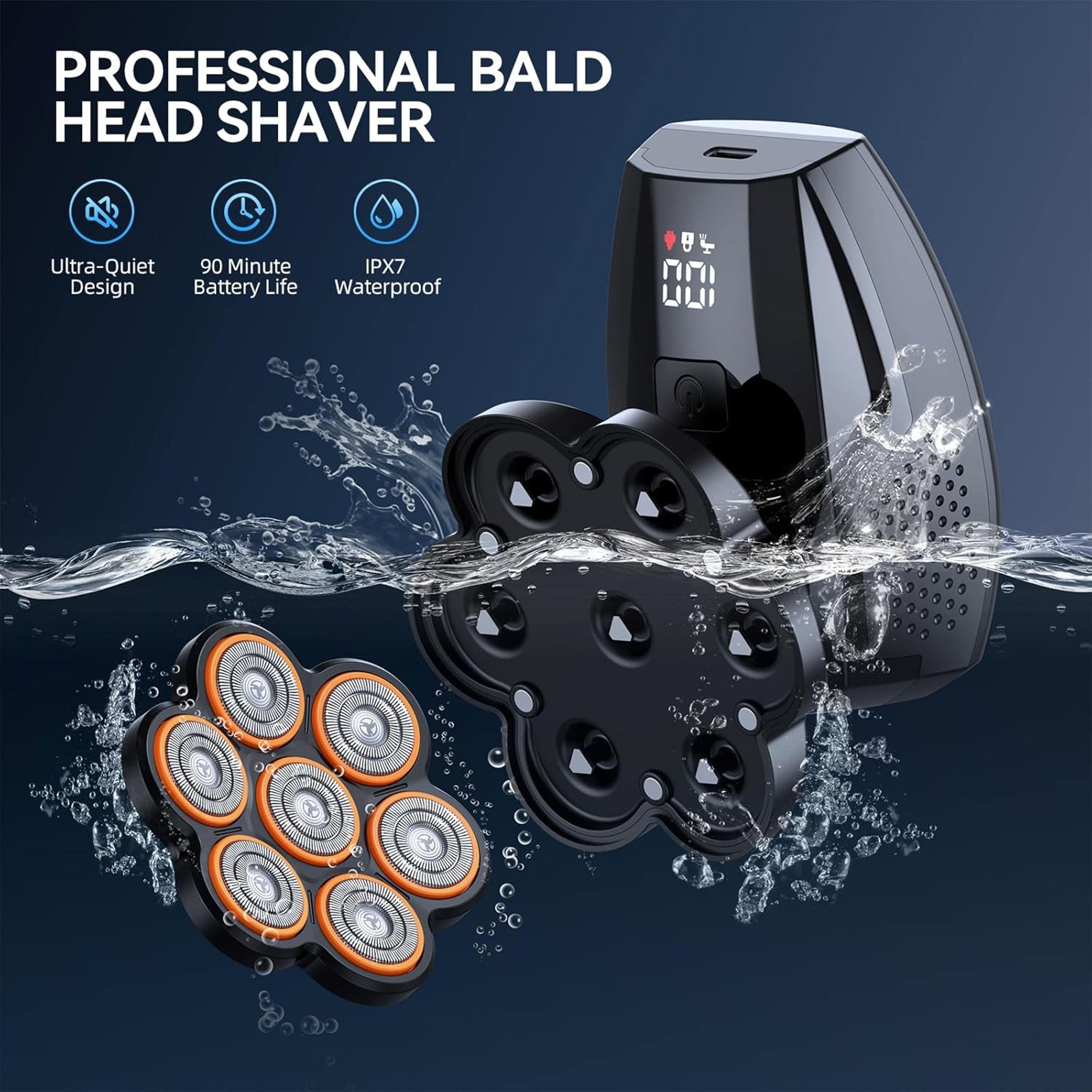 Sweker Head Shaver for Bald Men Electric Razor Grooming Kit with LED Display & Waterproof – view 6