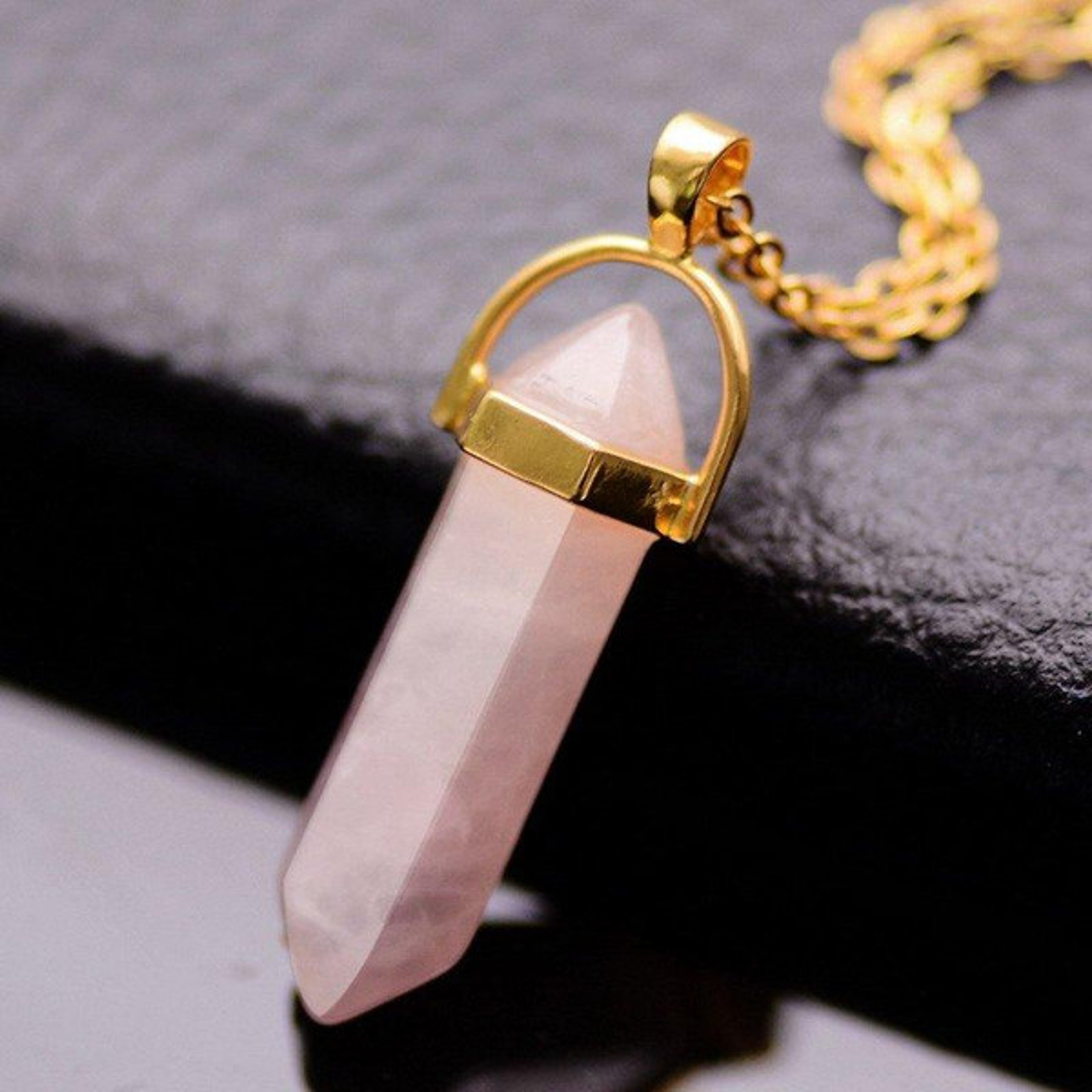 Healing Pink Rose Quartz Pendant Necklace – view 2