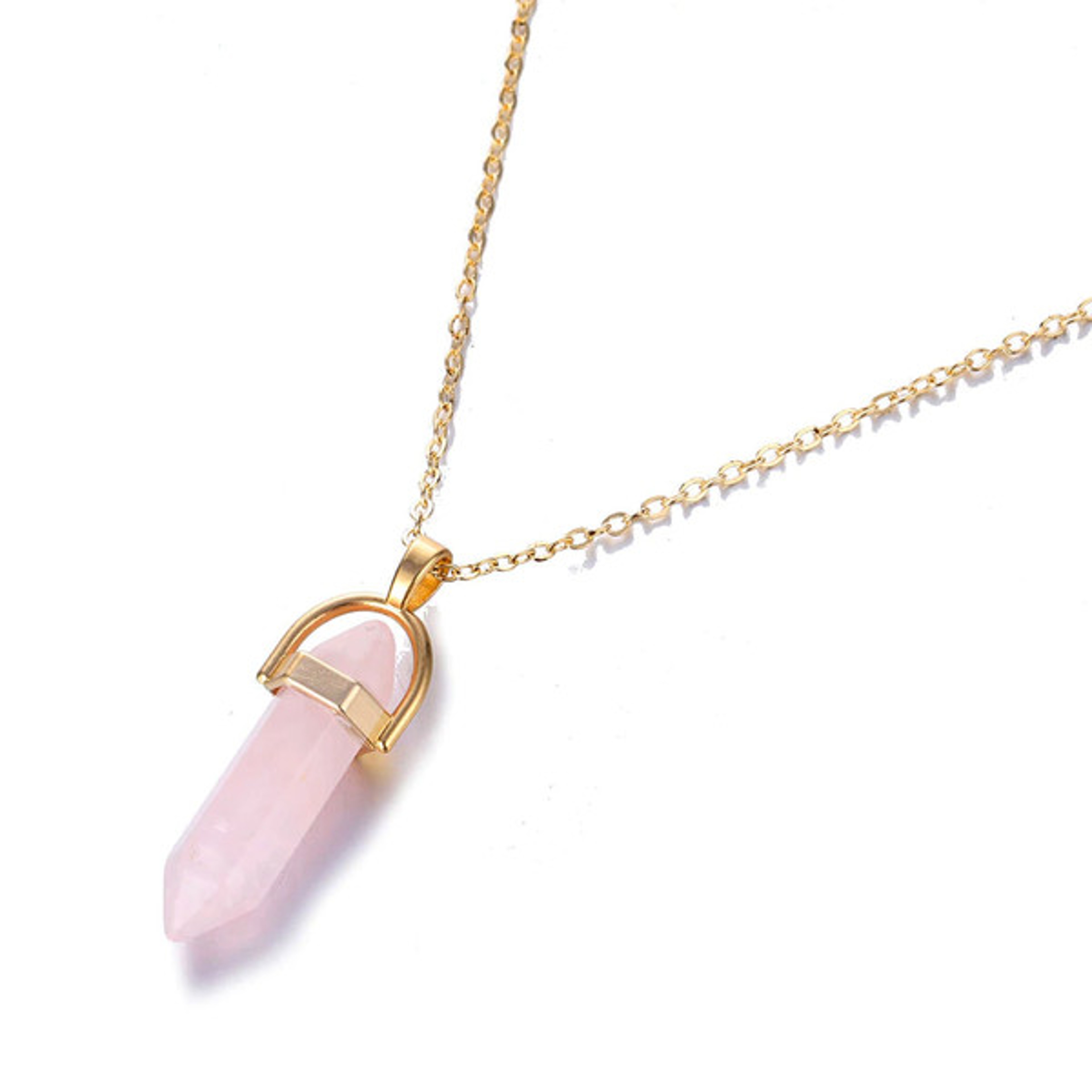 Healing Pink Rose Quartz Pendant Necklace – view 3