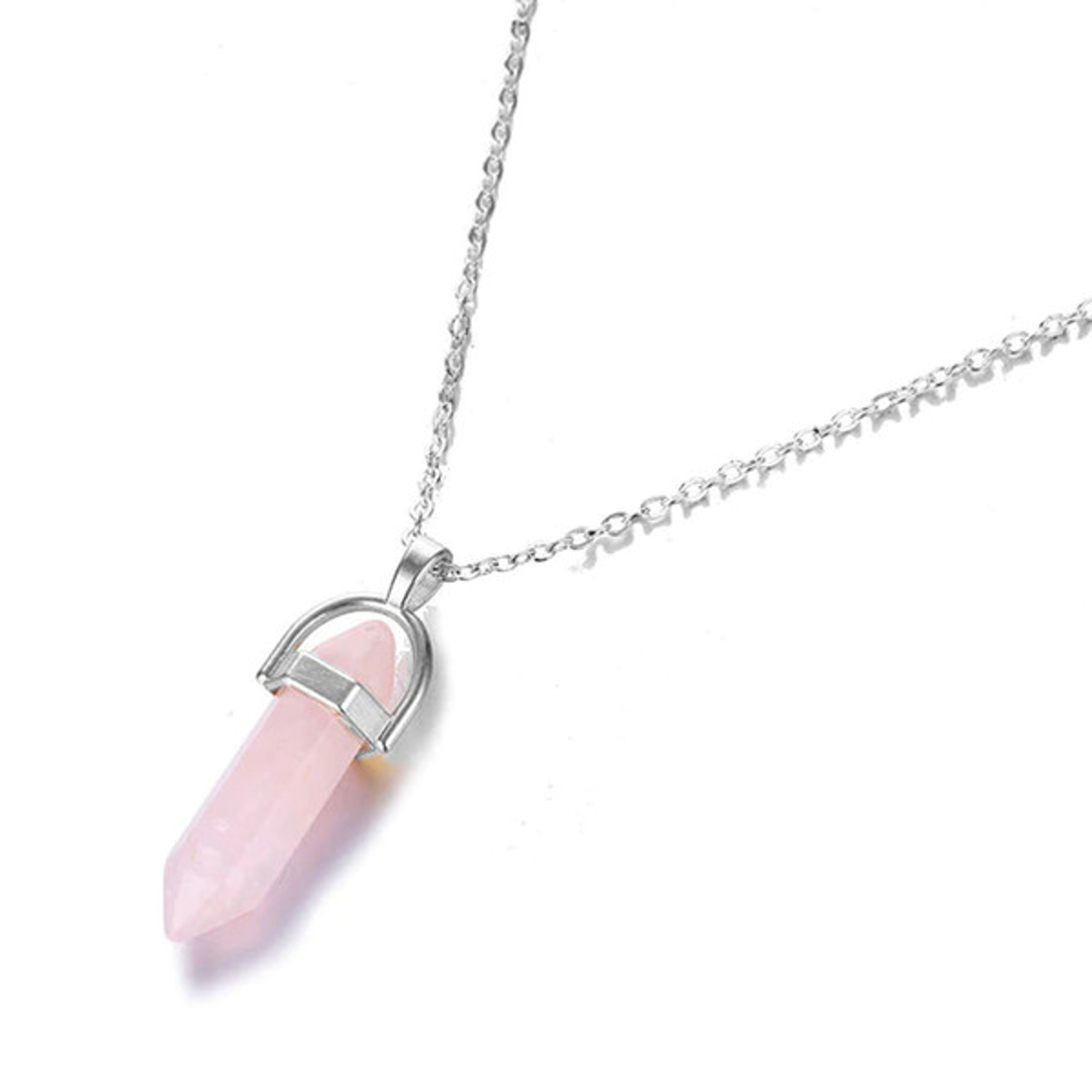 Healing Pink Rose Quartz Pendant Necklace – view 4