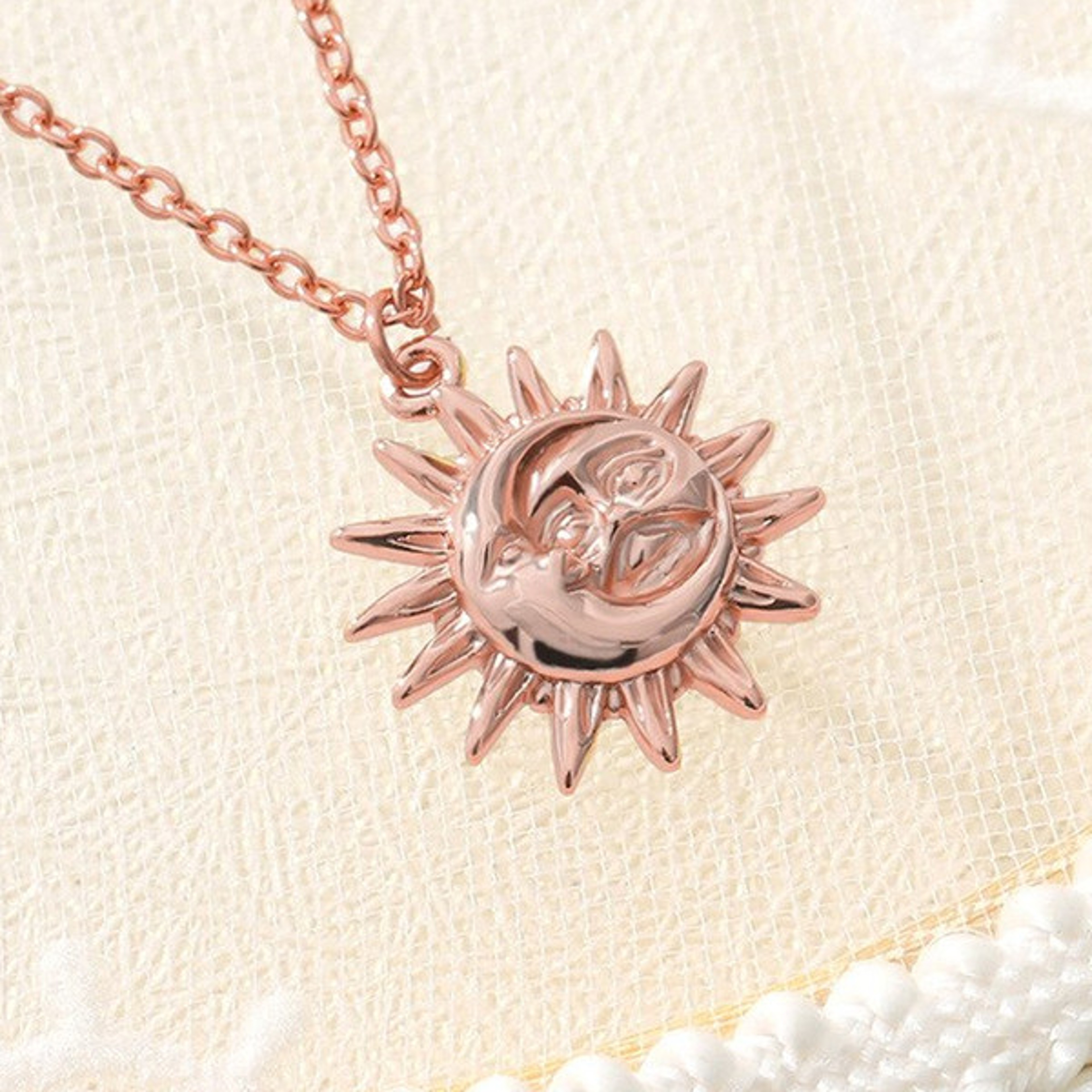Stainless Steel Dainty Sun Pendant Necklace – view 4