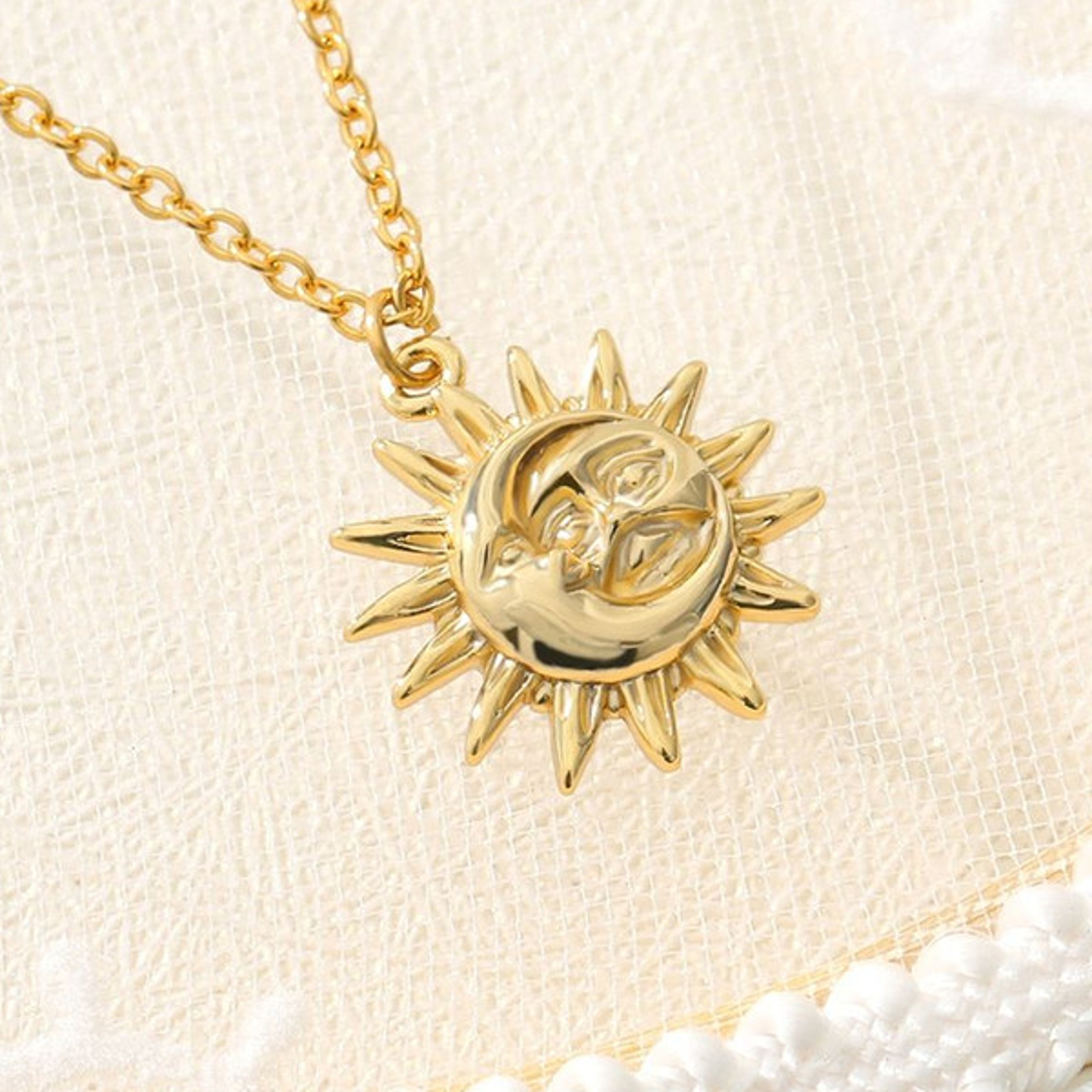 Stainless Steel Dainty Sun Pendant Necklace – view 2