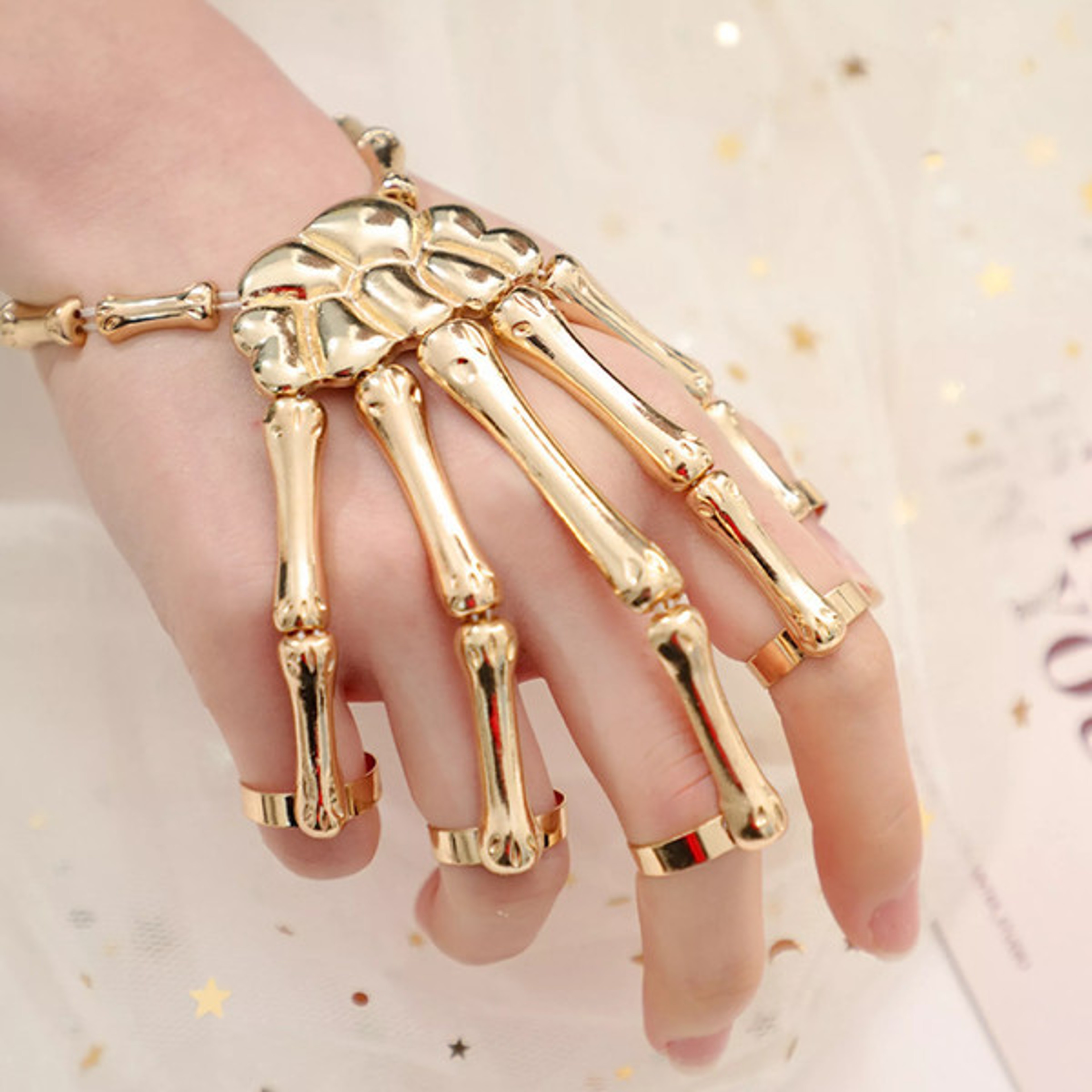 Skeleton Hand Ring Bracelet – view 3