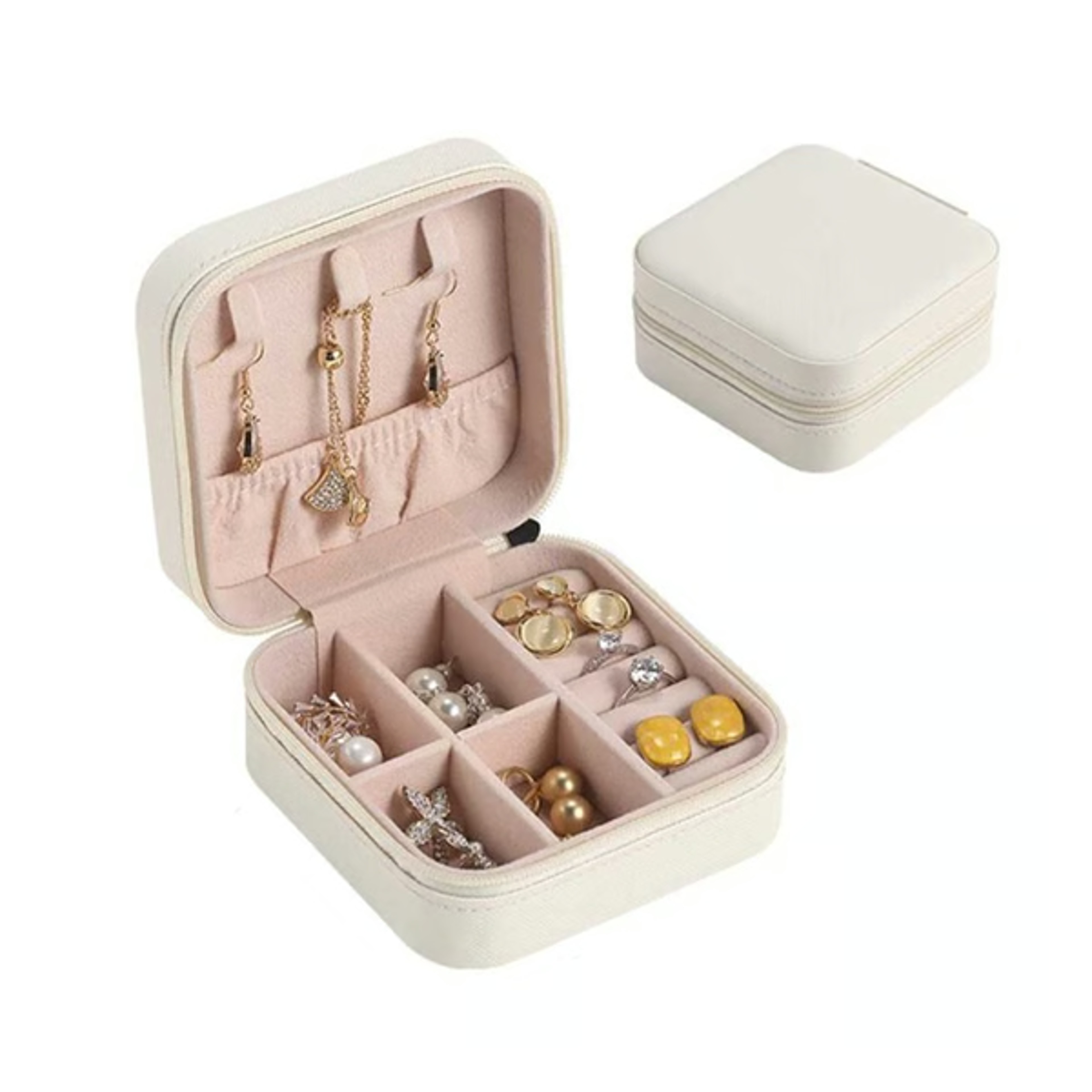 PU Leather Jewelry Organizer white