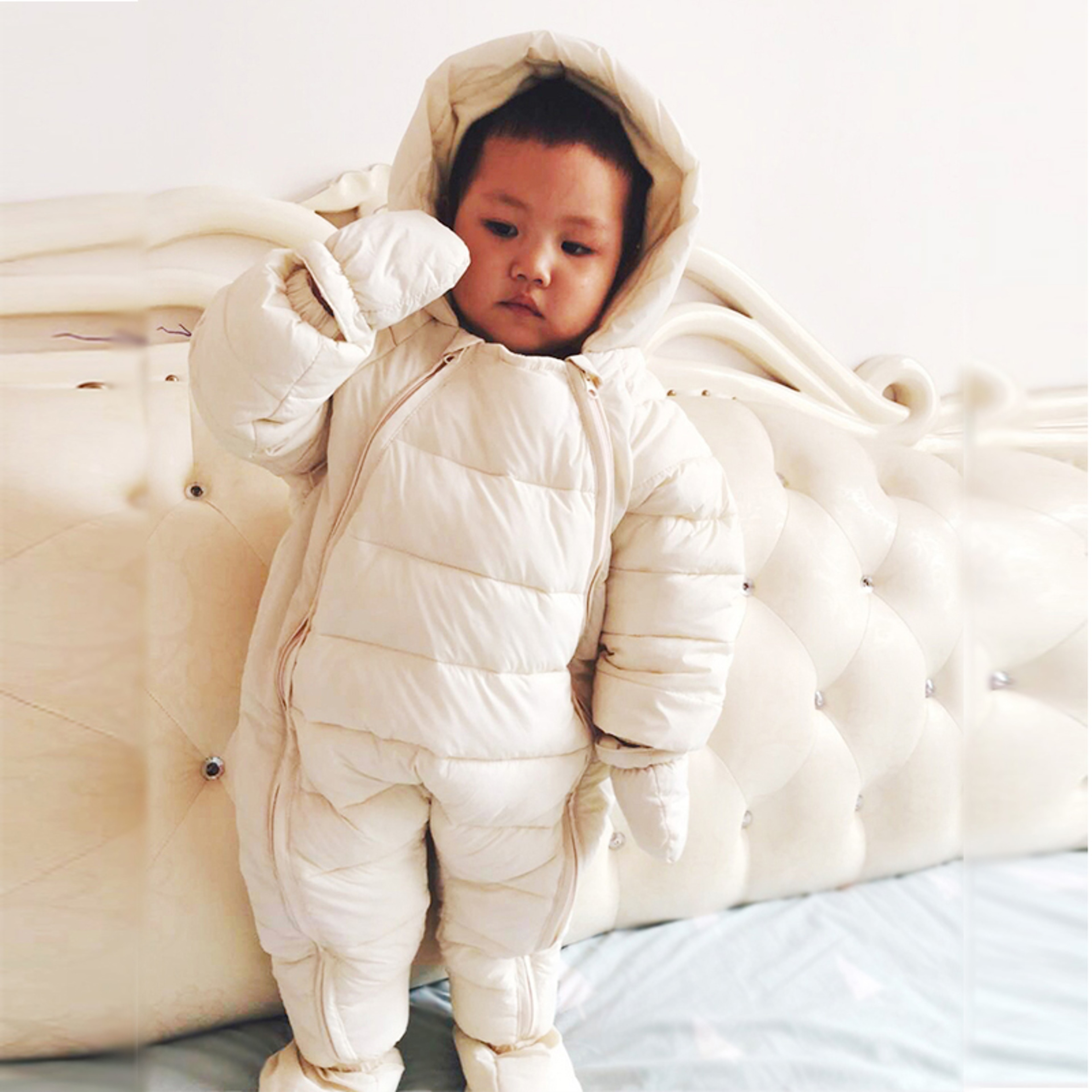 Plus Velvet Hooded Newborn Baby Jumpsuit Warm Snowsuit for Baby Boys, Toddler Snow Suit Baby Girl Cotton Overalls Romper – view 3