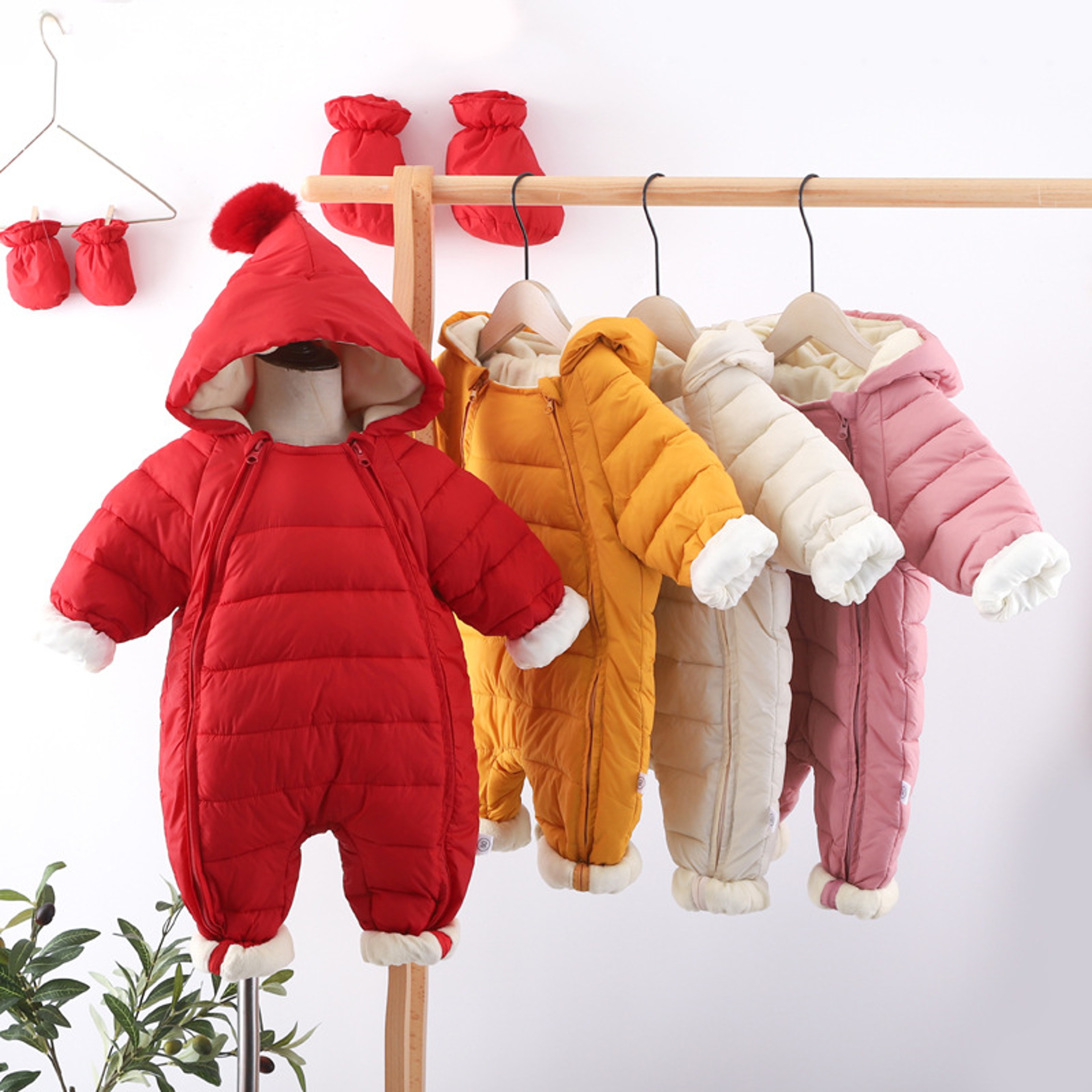 Plus Velvet Hooded Newborn Baby Jumpsuit Warm Snowsuit for Baby Boys, Toddler Snow Suit Baby Girl Cotton Overalls Romper – view 5
