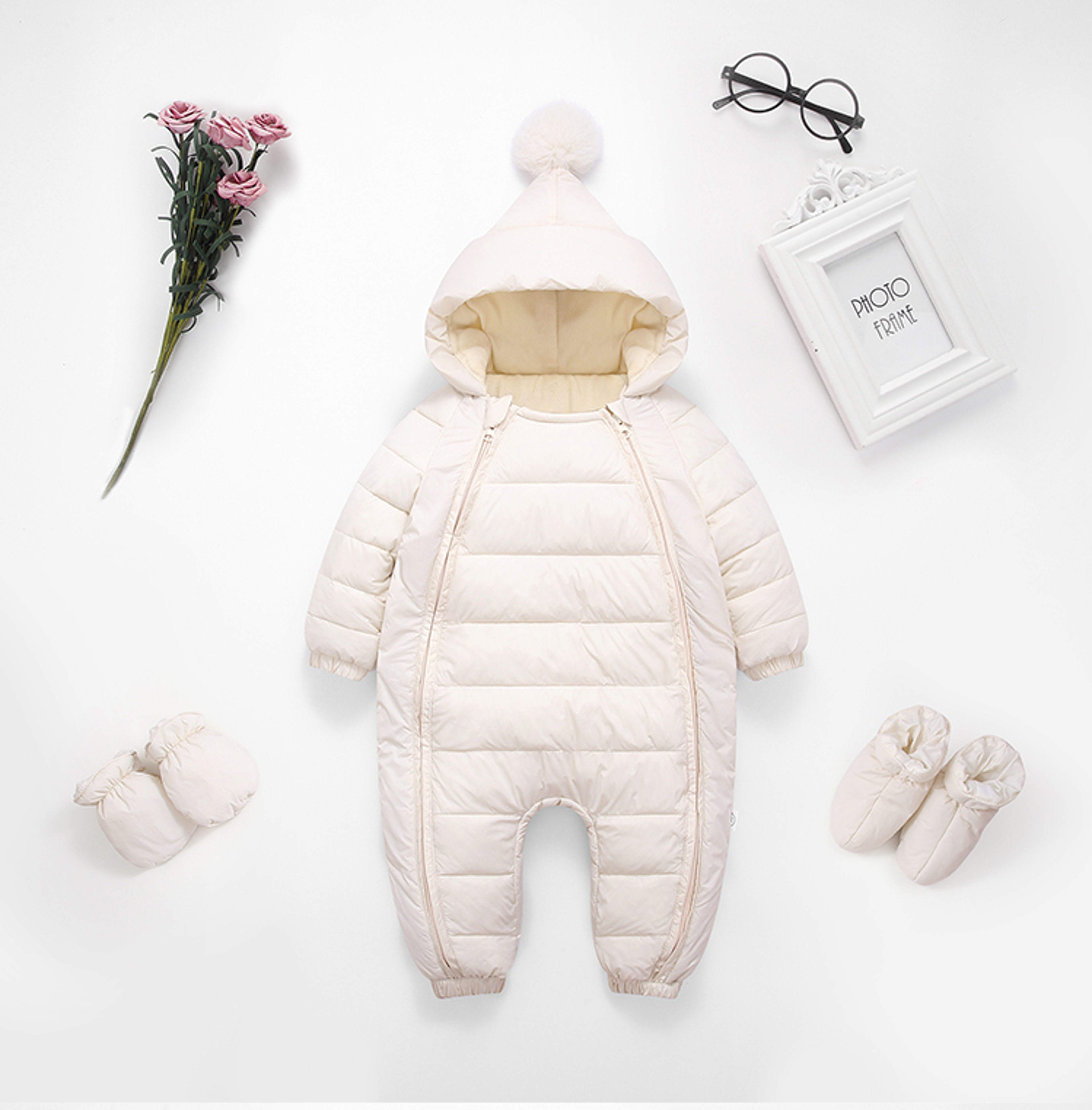 Plus Velvet Hooded Newborn Baby Jumpsuit Warm Snowsuit for Baby Boys, Toddler Snow Suit Baby Girl Cotton Overalls Romper – view 8