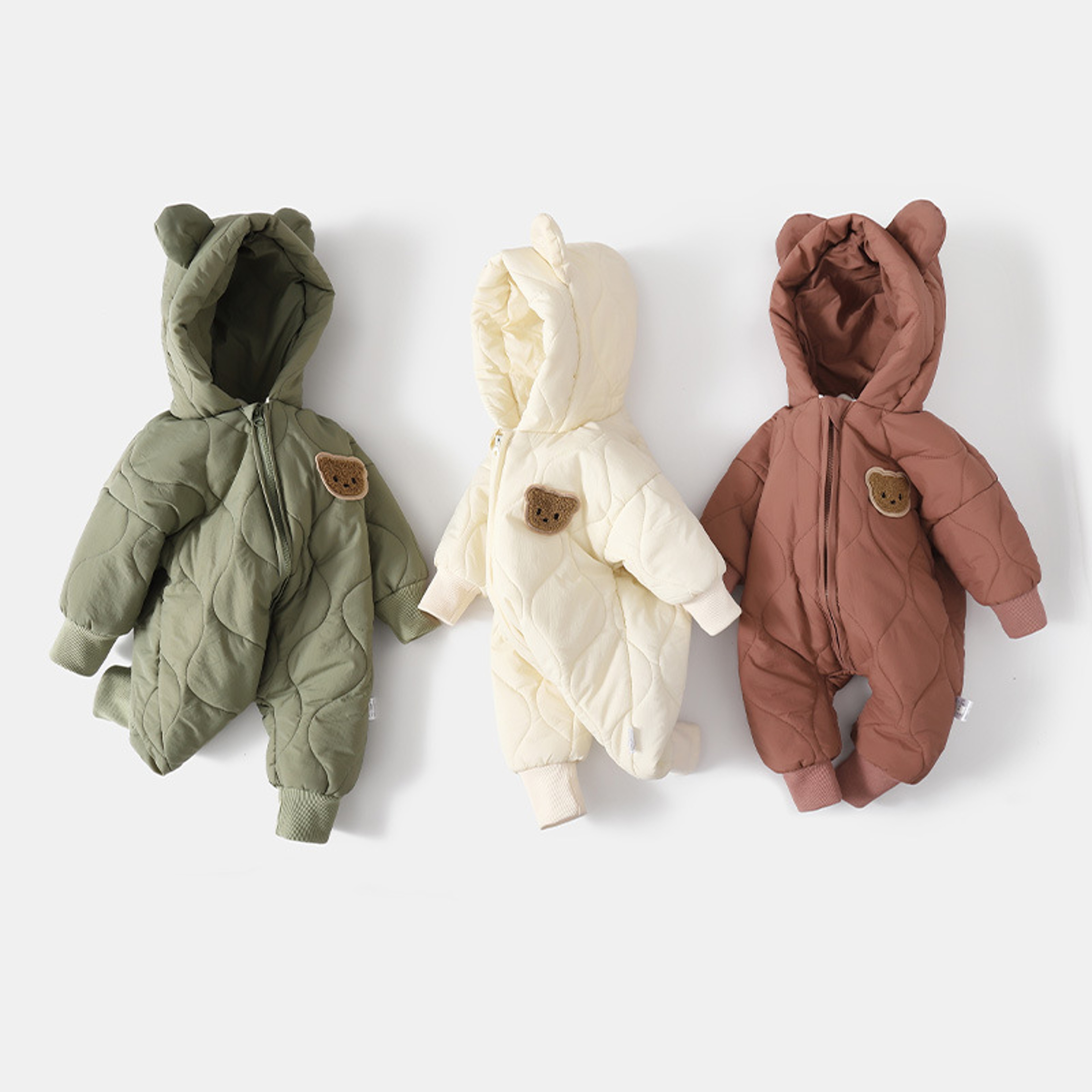 Warm Fur Lining Winter Baby Outwear Clothing Toddler Girl Boy Rompers Cartoon Bear Infant Jumpsuit Waterproof Snowsuit – view 2