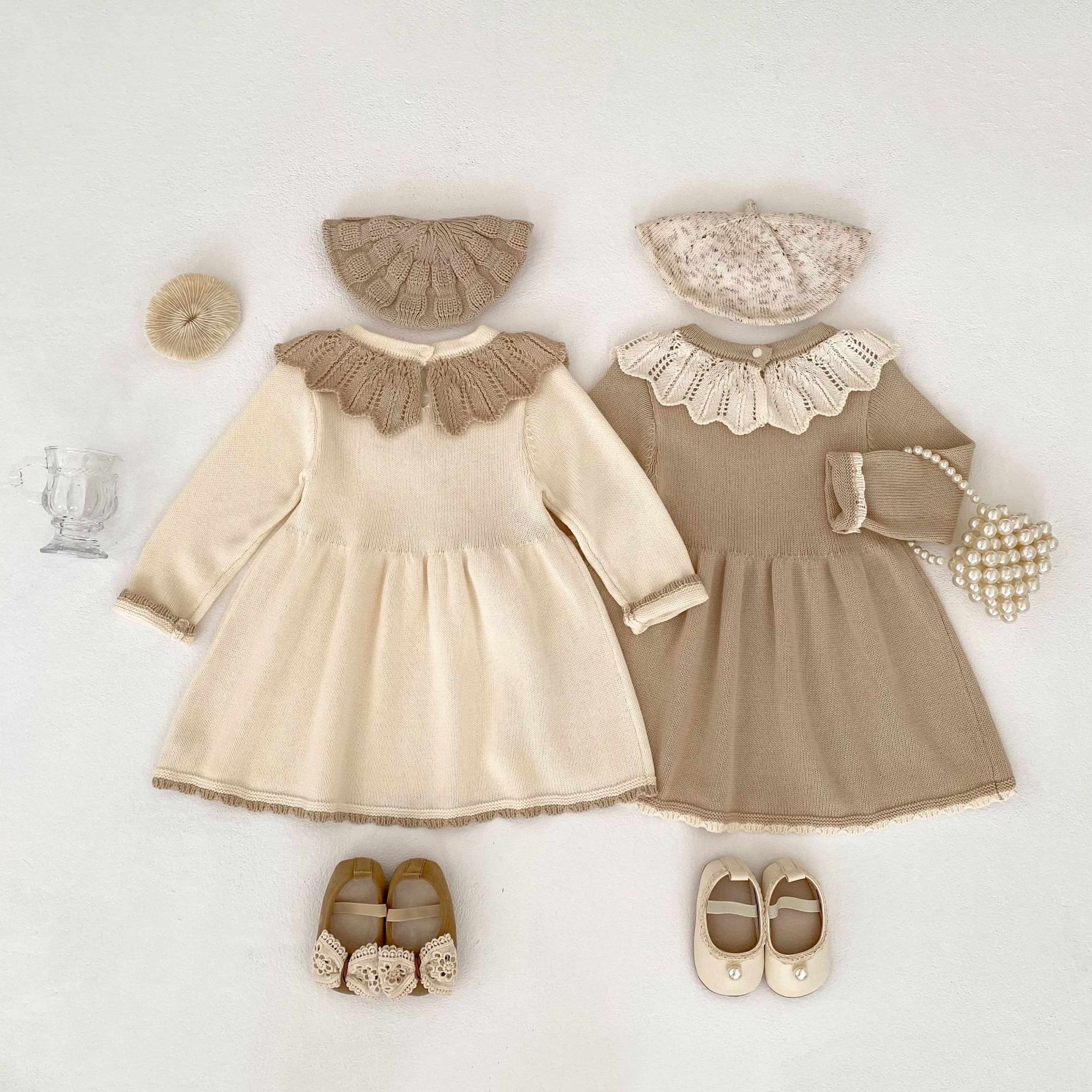 Knitted long sleeved dress for baby girls 0-3 years old new autumn baby clothing lace princess party dress – view 5