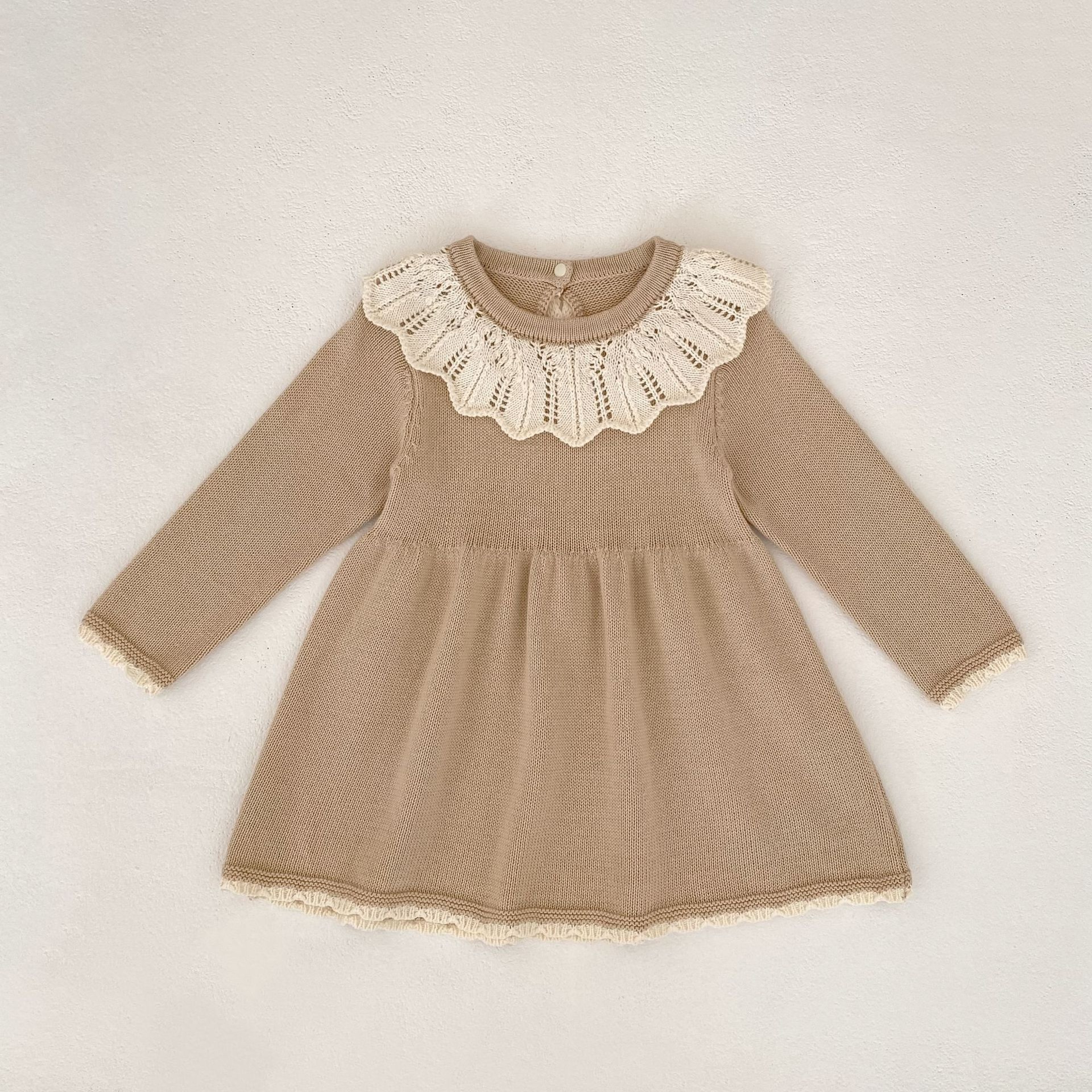 Knitted long sleeved dress for baby girls 0-3 years old new autumn baby clothing lace princess party dress – view 7