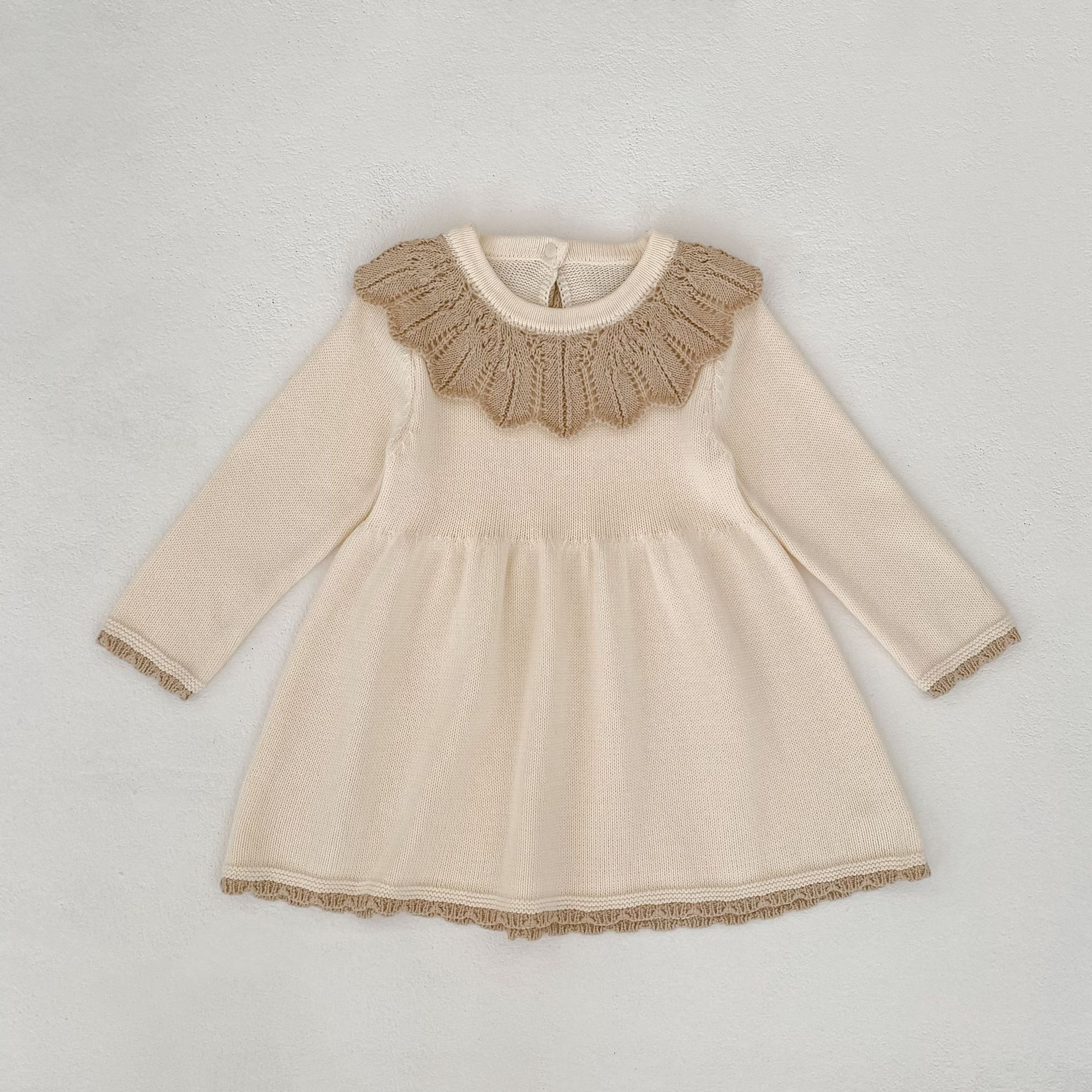 Knitted long sleeved dress for baby girls 0-3 years old new autumn baby clothing lace princess party dress – view 8
