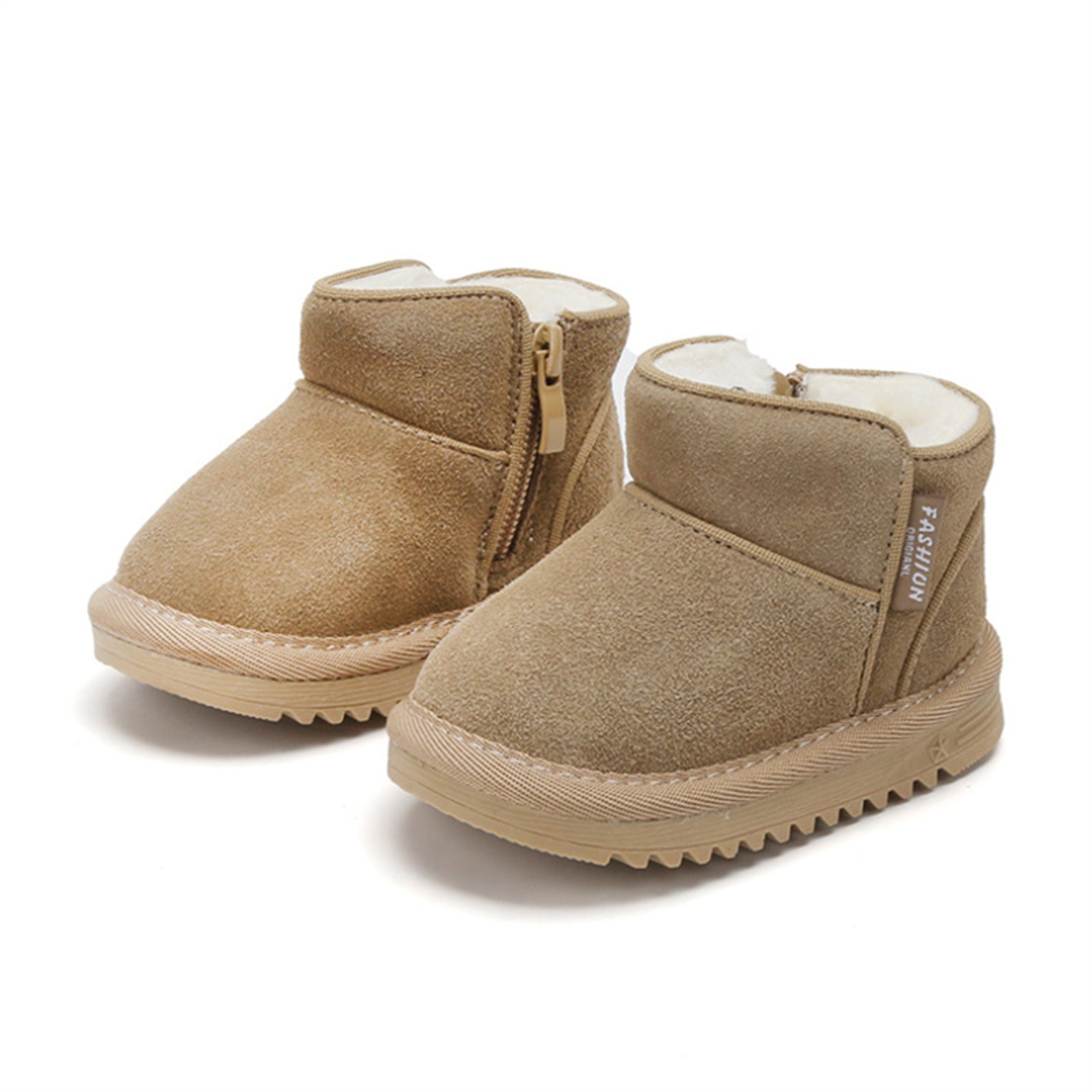 New Winter Baby Snow Boots Leather Warm Plush Infant Shoes Zip Side Soft Sole Fashion Toddler Boys Girls Cold Boots – view 1