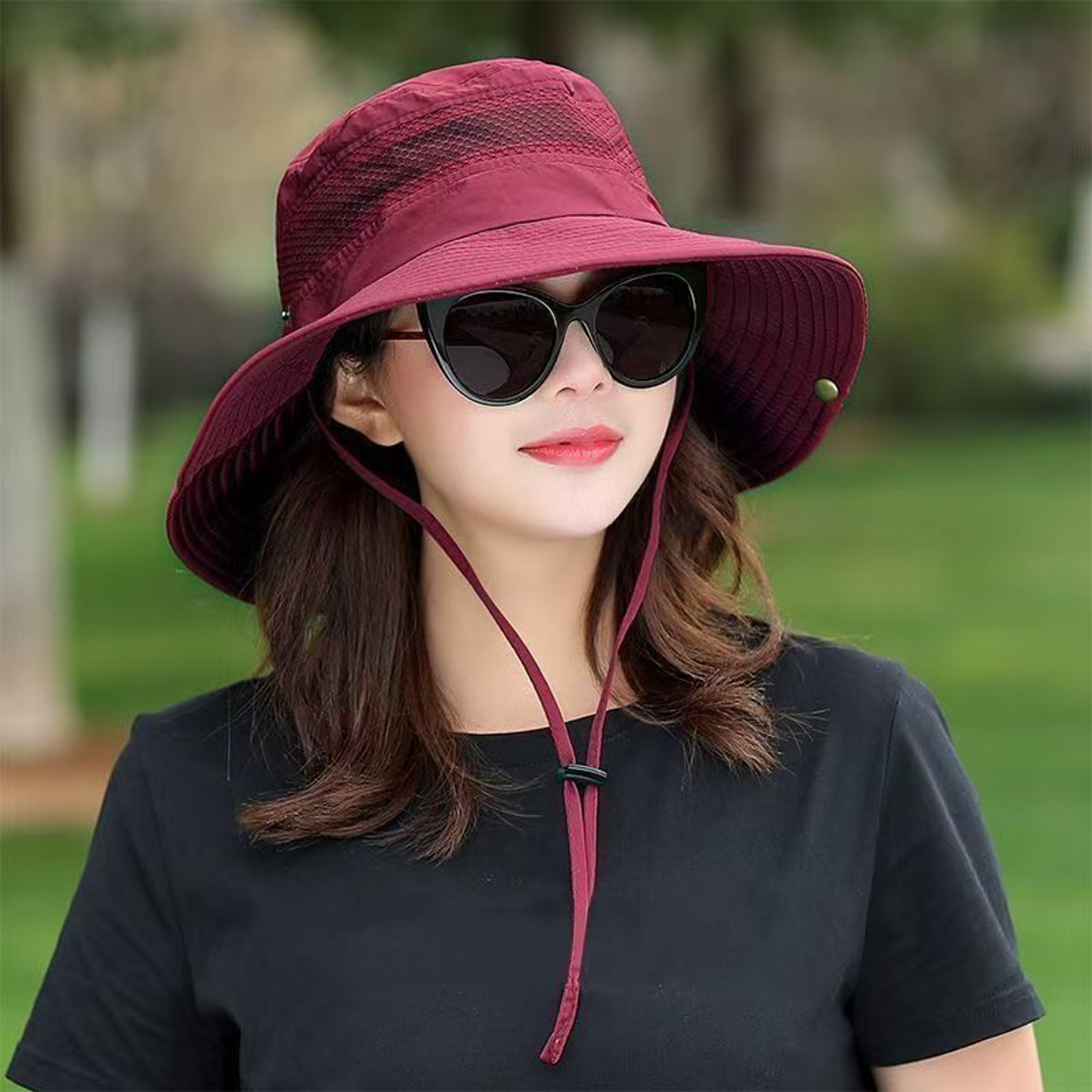 Women's Wide Brim Sun Hat with Neck Flap – Breathable UV Protection Hat for Hiking, Fishing, and Beach Travel – view 10