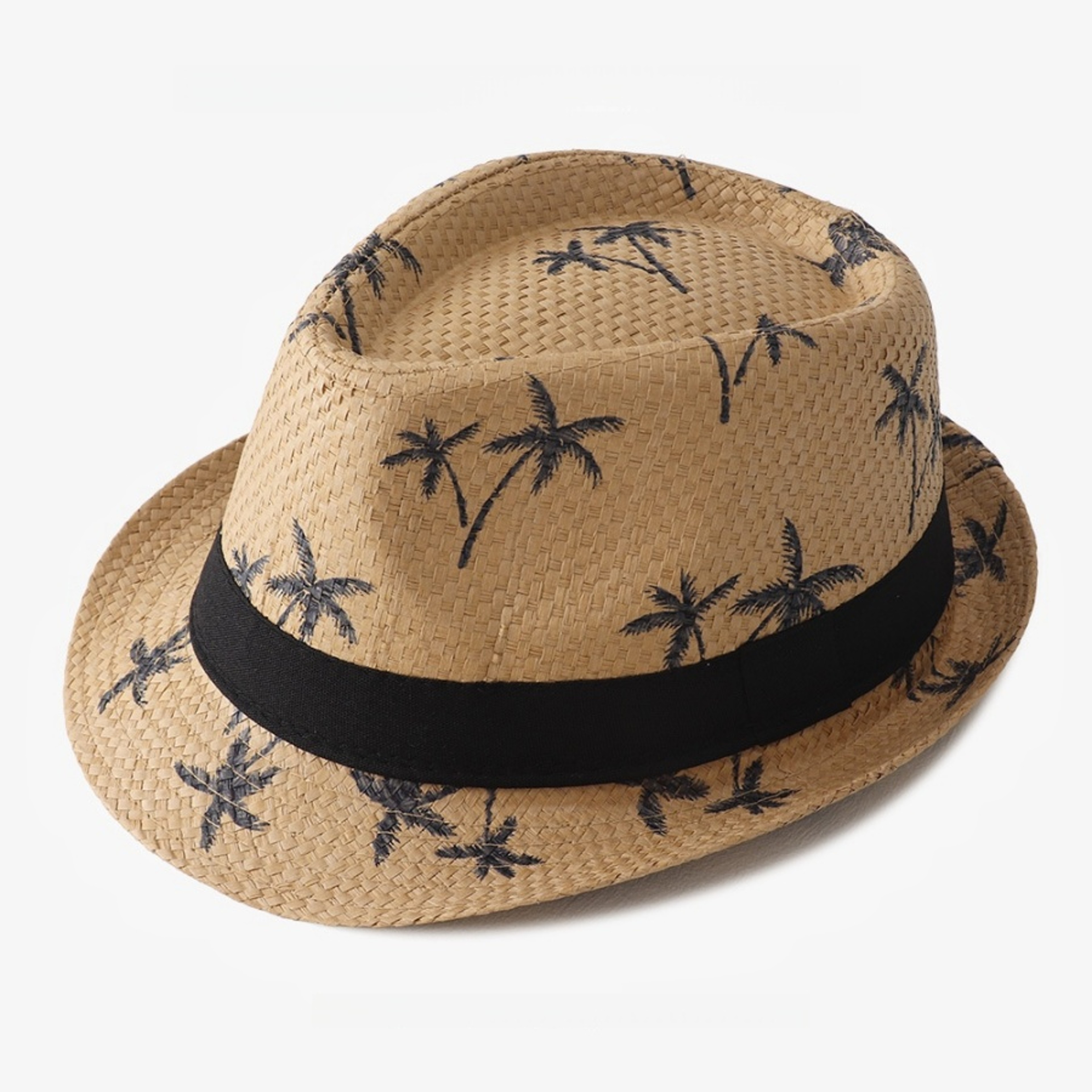 Coconut Tree Print Straw Jazz Hat For Men 5